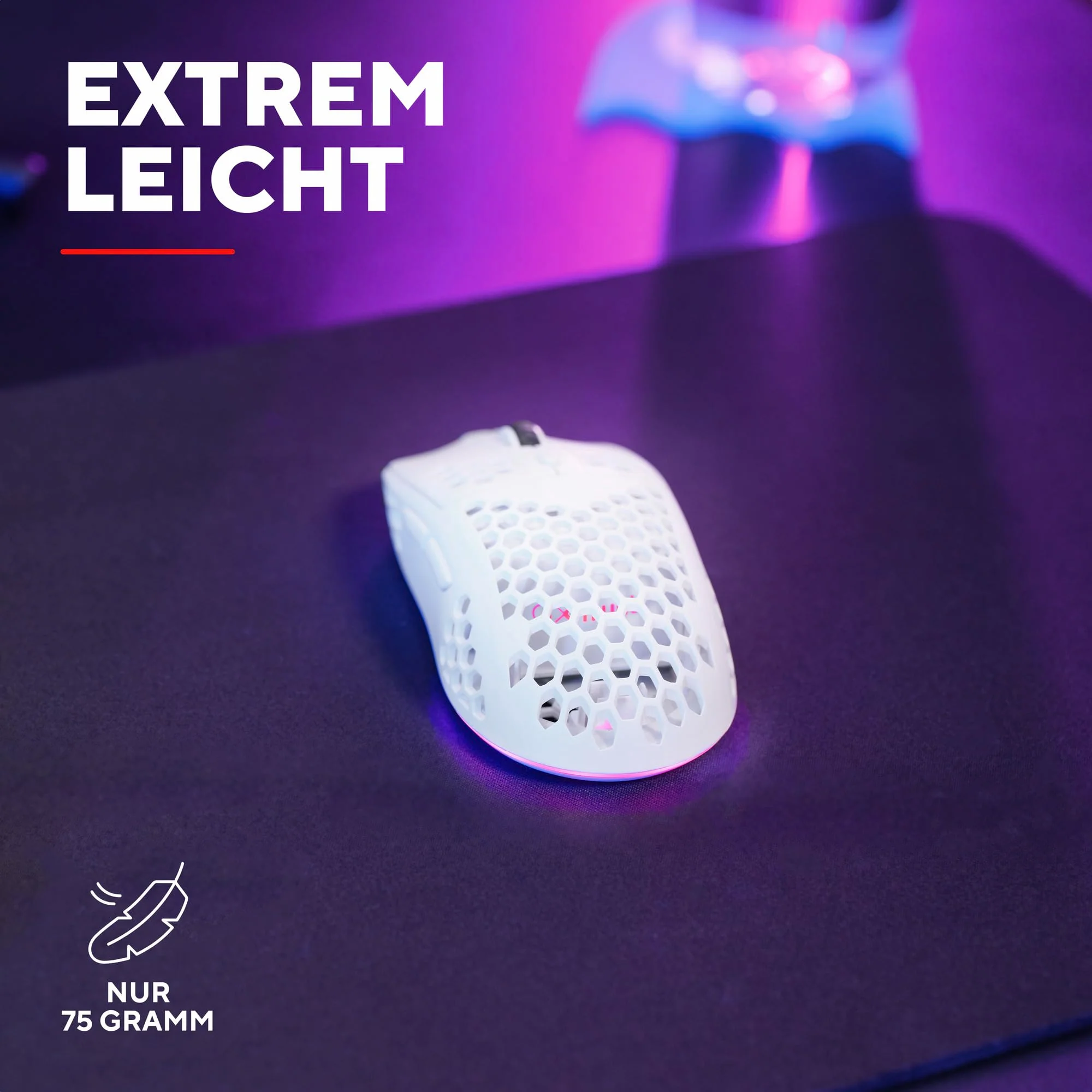 Trust Gaming GXT 929 Helox Kabellose Gaming Maus, Ultraleichte Maus 75g, 80h Dauerbetrieb, 2,4-GHz-Mikro-USB-Empfänger, Einstellbare DPI (800-4800), 6 Programmierbare Tasten, Gaming PC MMO - Weiß - Image 7