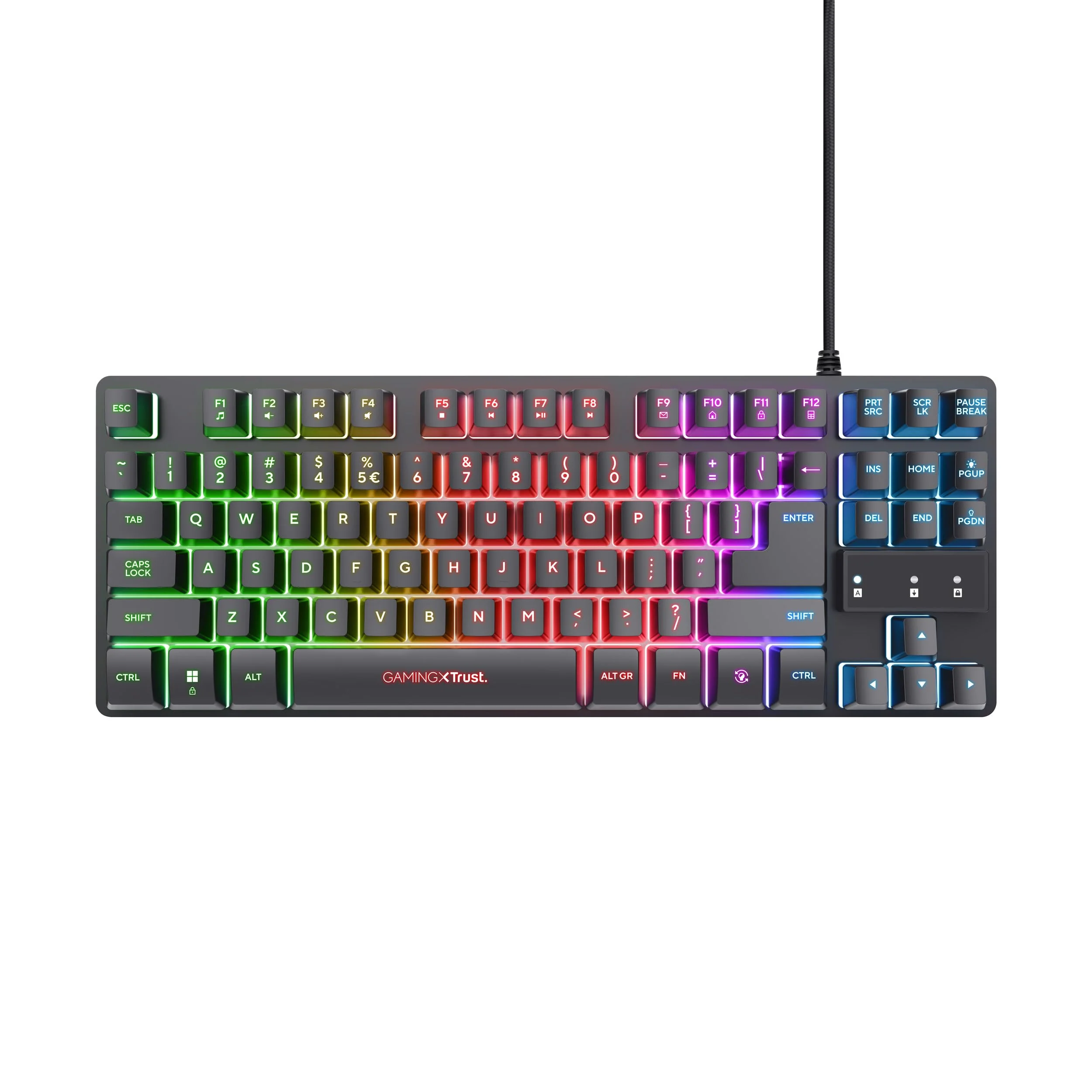 Trust Gaming Tastatur mit TKL-Design GXT 833 Thado - Beleuchtete Tastatur mit Deutsches QWERTZ Layout, Anti-Ghosting, Mehrfarbige LED-Beleuchtung, 12 Media-Tasten, USB Plug & Play, PC/Laptop - Image 3