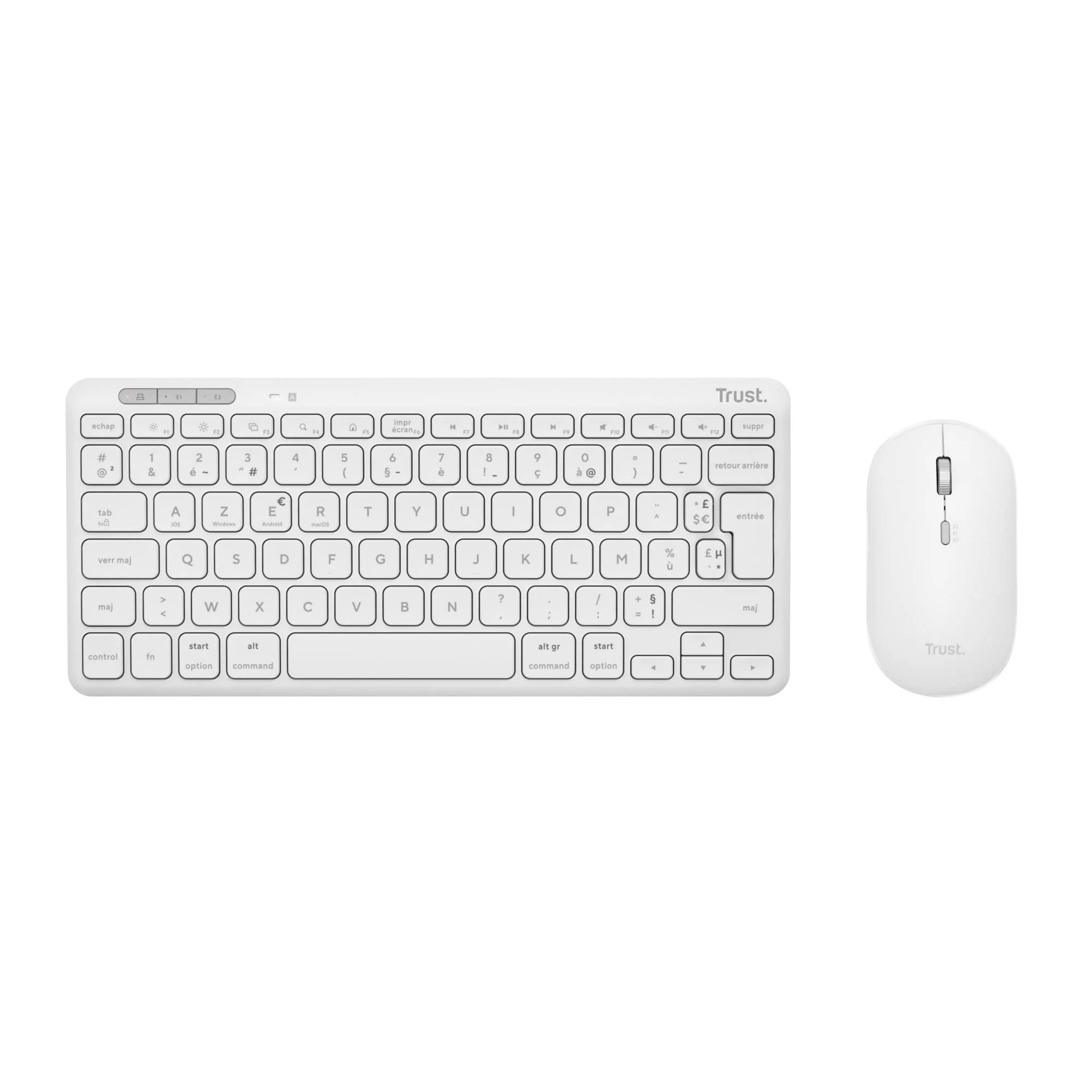 Trust Lyra Pack Clavier et Souris sans Fil Bluetooth, AZERTY Français - Blanc - Image 7