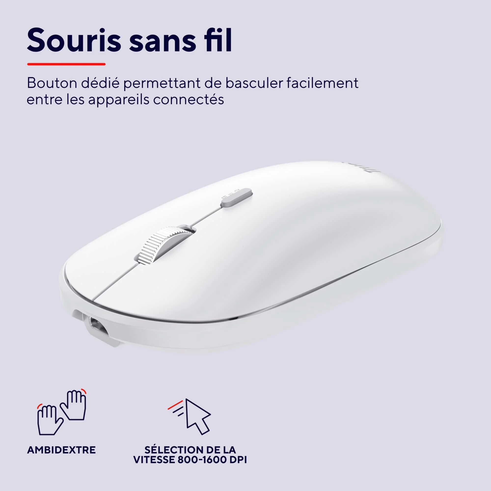 Trust Lyra Pack Clavier et Souris sans Fil Bluetooth, AZERTY Français - Blanc - Image 8