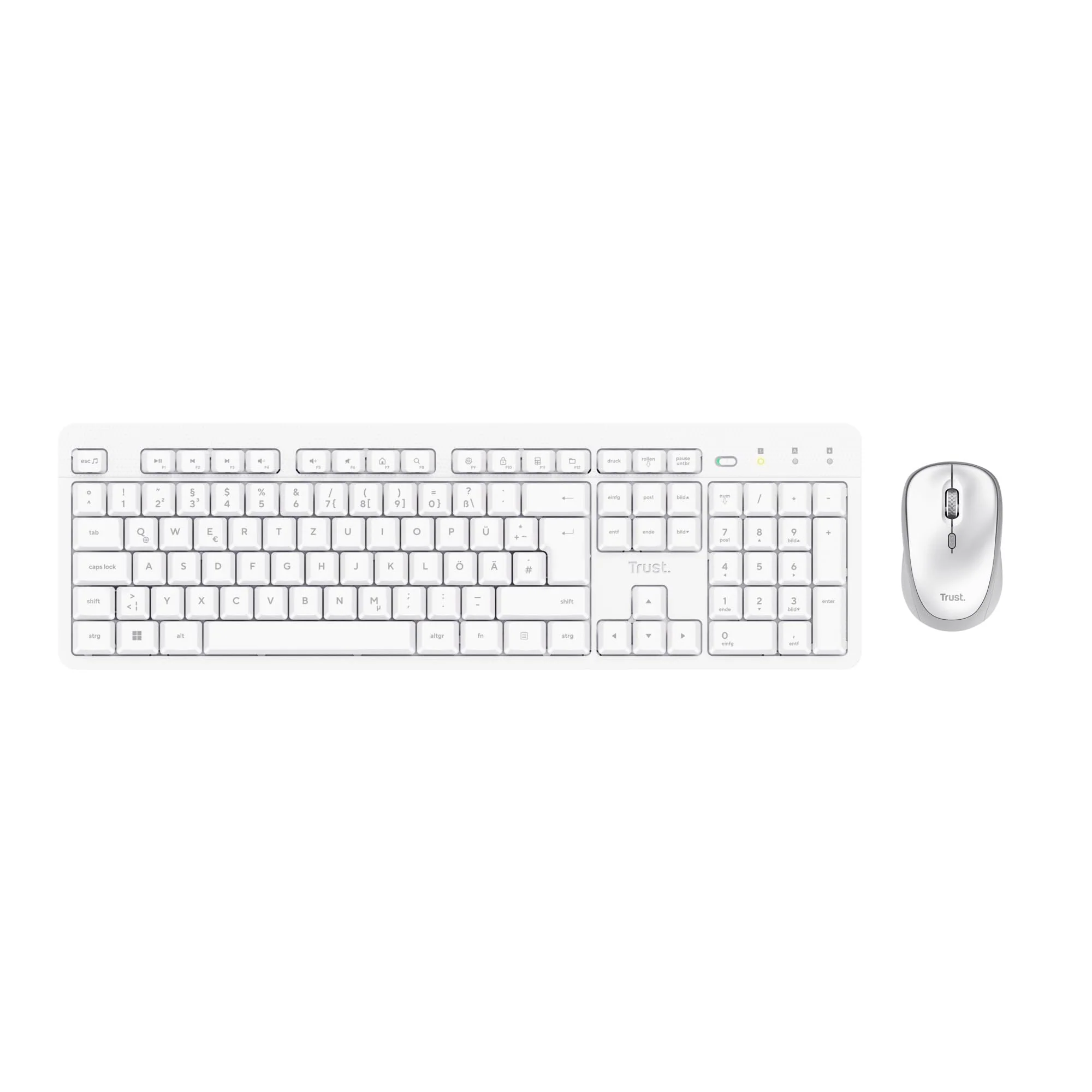 Trust ODY II Leise Tastatur Maus Set Kabellos Deutsches QWERTZ Layout, Flachen Tasten, Beidhändig Funkmaus 800-1600 DPI, Spritzwassergeschützt, EIN USB-Empfänger, für PC Computer Laptop Mac, Weiß - Image 8