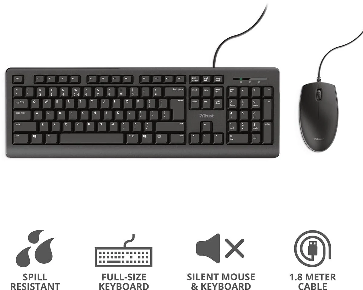 Trust Primo Tastatur Maus Set, Belgisches AZERTY-Layout