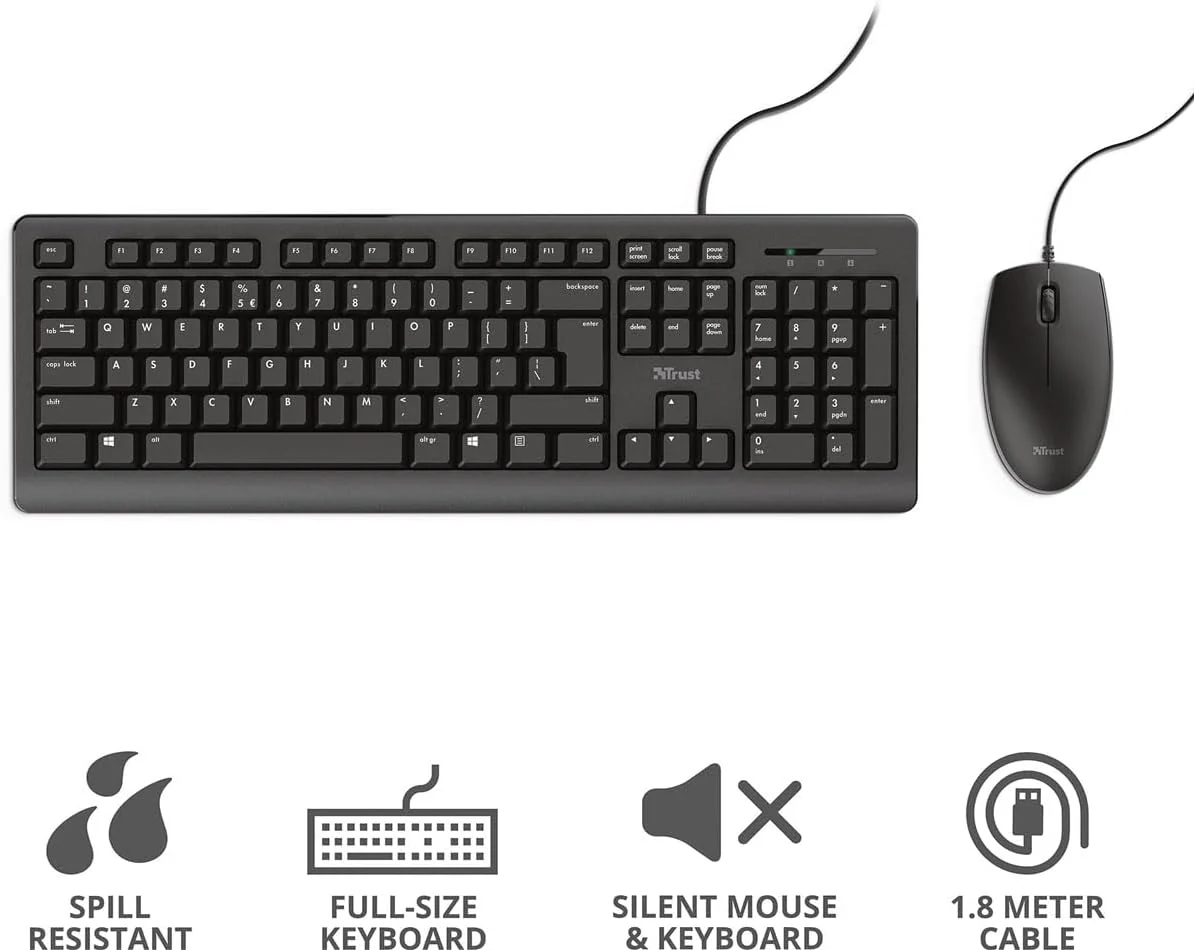 Trust Primo Tastatur Maus Set, Belgisches AZERTY-Layout - Image 3