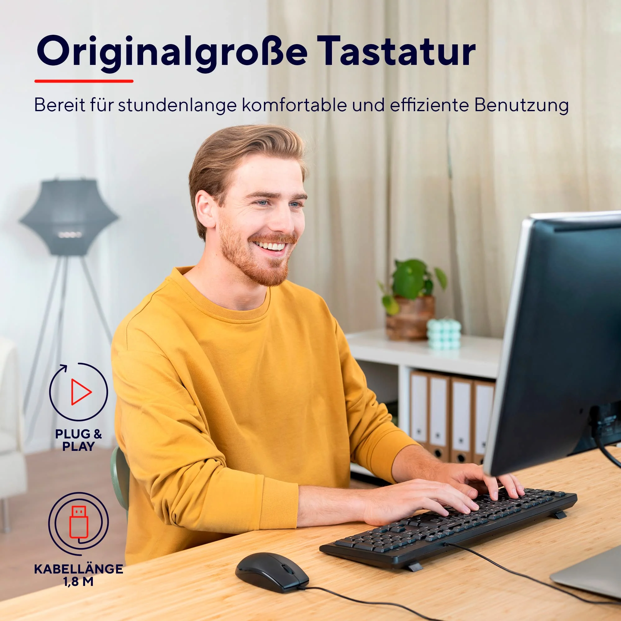 Trust Taro Kabelgebundene Tastatur, Deutsches QWERTZ Layout, Leise Tasten, Spritzwassergeschützt, USB-Anschluss, 1.8 m Kabellänge, PC Tastatur für Computer, Laptop, Mac, Windows, macOS – Schwarz - Image 7