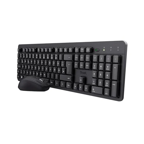 Trust Ymo II Leise Tastatur Maus Set Kabellos Deutsches QWERTZ Layout, Flachen Tasten, Spritzwassergeschützt, Beidhändig Funkmaus 800-1600 DPI, EIN USB-Empfänger, für PC, Computer, Laptop, Mac - Image 5