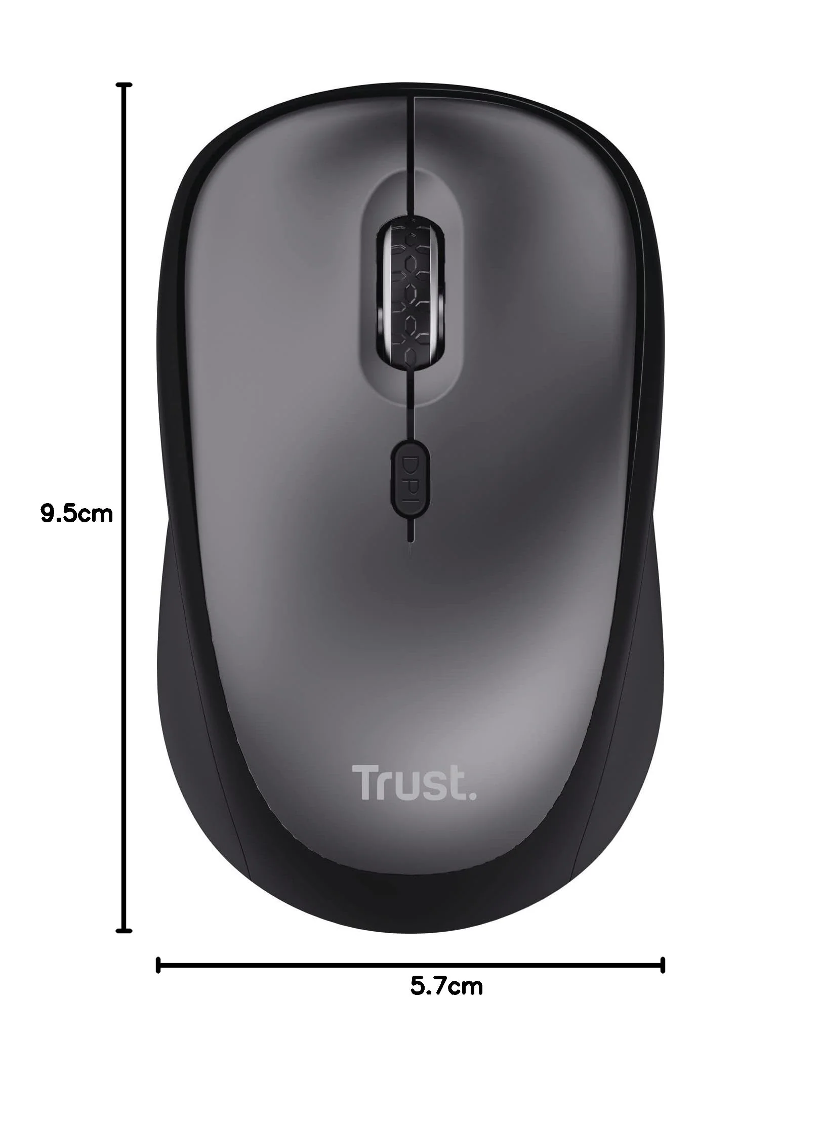 Trust Yuki Leise Funkmaus mit Batterie für Rechts- und Linkshänder, 800-1600 DPI, 83% Recyclingkunststoff, Verstaubarer USB Mikroempfänger, Kompakte Maus Kabellos für Laptop, PC, Mac - Schwarz - Image 13