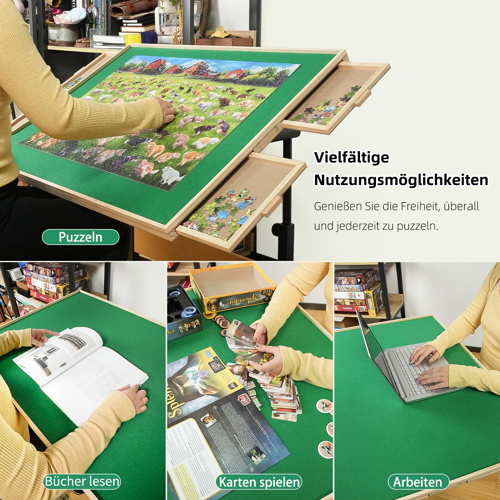 Truwheelz 1500 Teile Puzzle Tisch für Erwachsene Geschenke, Holz Jigsaw Puzzle Tisch mit 4 Schubladen, Verbesserte Stabilität & Optimiertes Leichtbau-Design, Puzzles für Erwachsene - Image 3