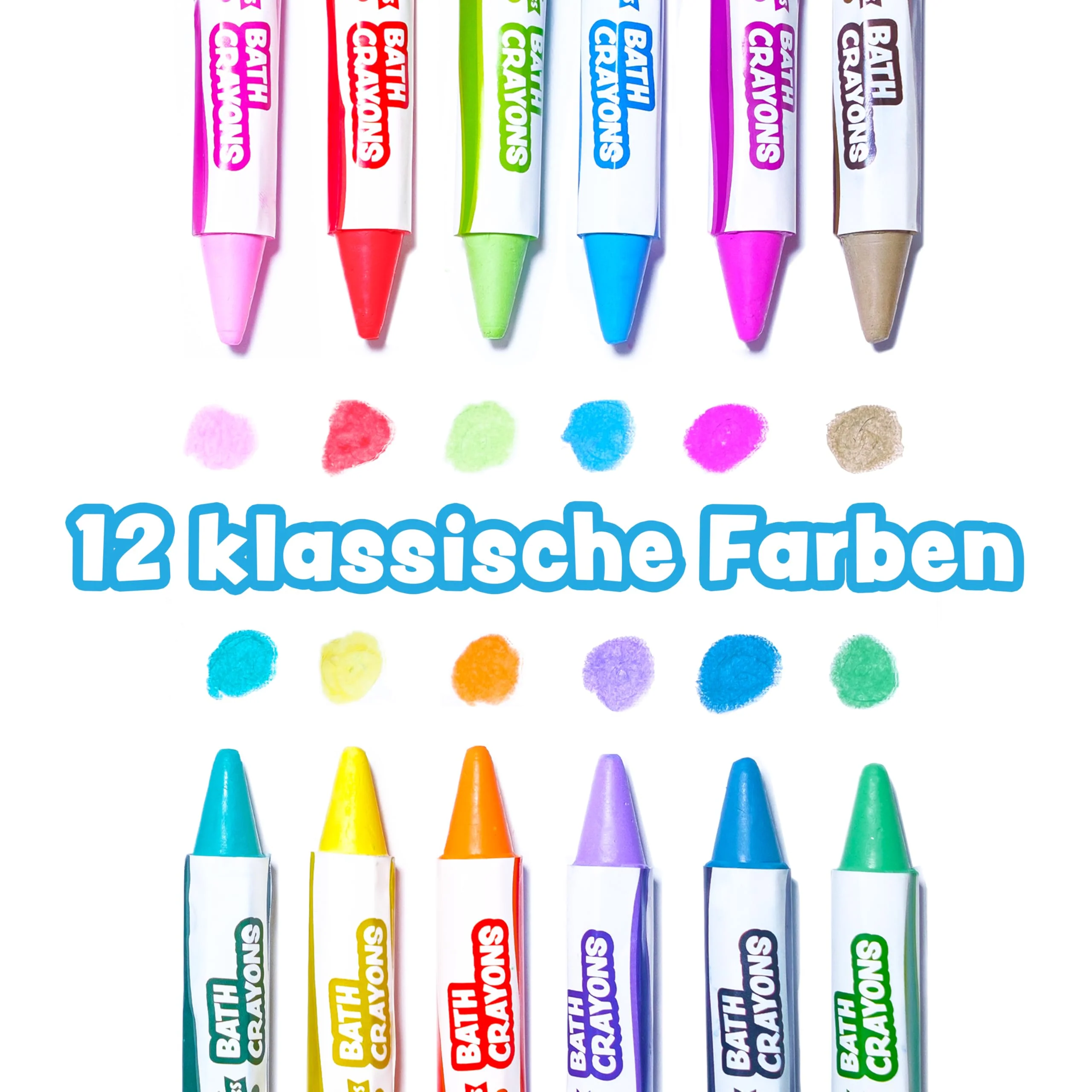 Tub Works® Badestifte Badespielzeug, 12 Stifte | Ungiftige, abwaschbare Badewannenstifte für Kleinkinder & Kinder | Malt klar auf nassen & trockenen Wannenwänden | Sechseck-Griff-Badewannenmalstifte - Image 7