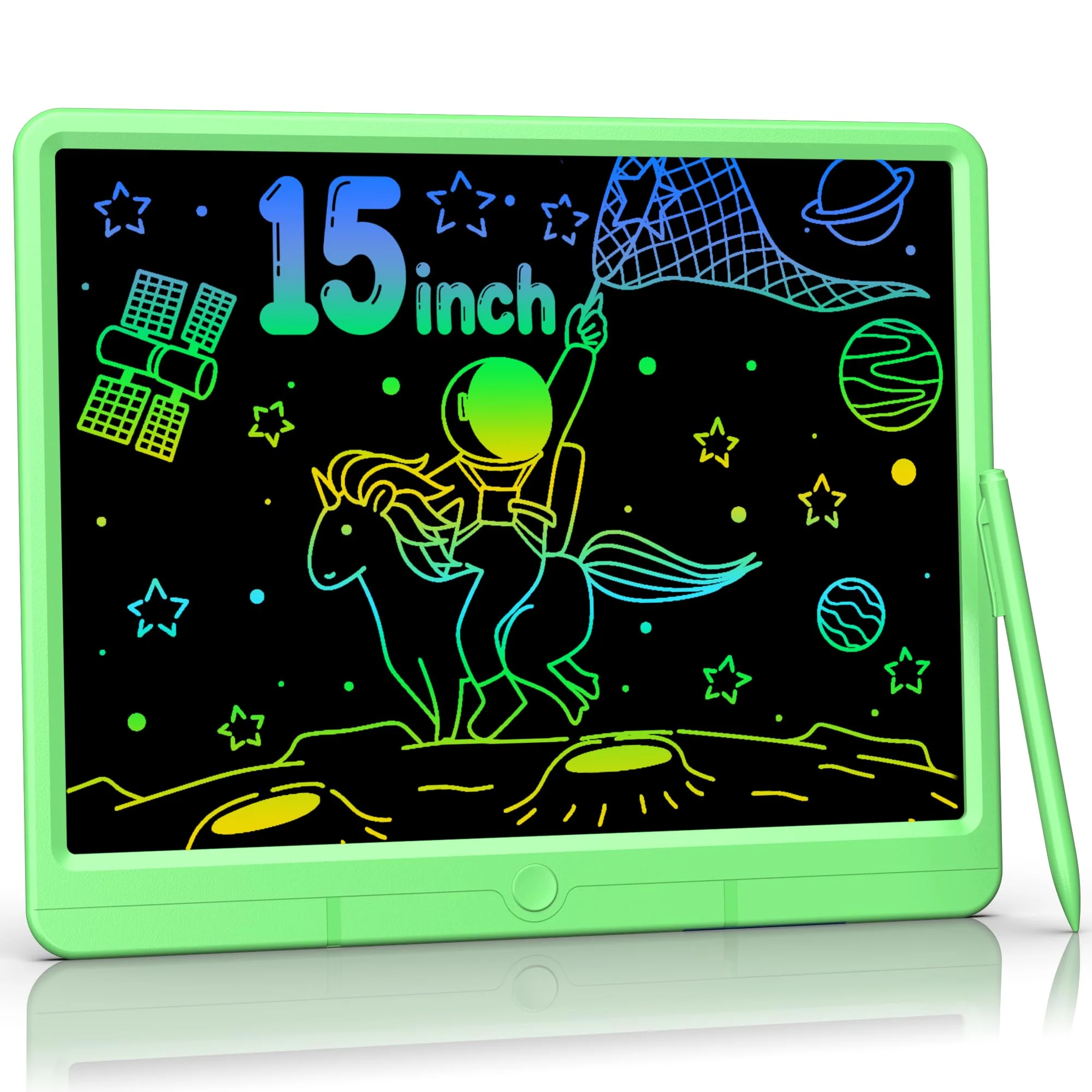 TUGAU LCD Schreibtafel Kinder Erwachsene, Löschbarer Maltafel Zaubertafel kinder 15 Zoll Zeichenbrett Geburtstag Weihnachts Geschenke Spielzeug für 3 4 5 6 7 8 Mädchen Jungen (Grün) - Image 3
