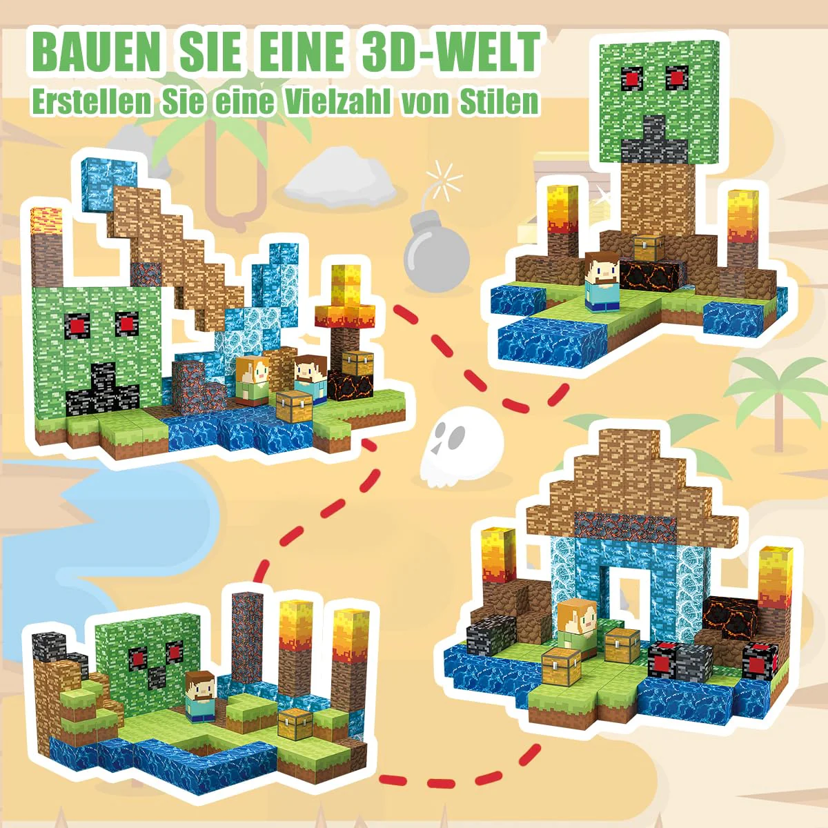 TUKIIE Magnetische Bausteine 160 Stück 1" Magnetbausteine Magnetspielzeug Magnetspiele Bauspielzeug für Jungen Mädchen ab 3 Jahren, Magnetic Blocks Magnetblöcke Kreative Spielzeug Geschenke Kinder - Image 5