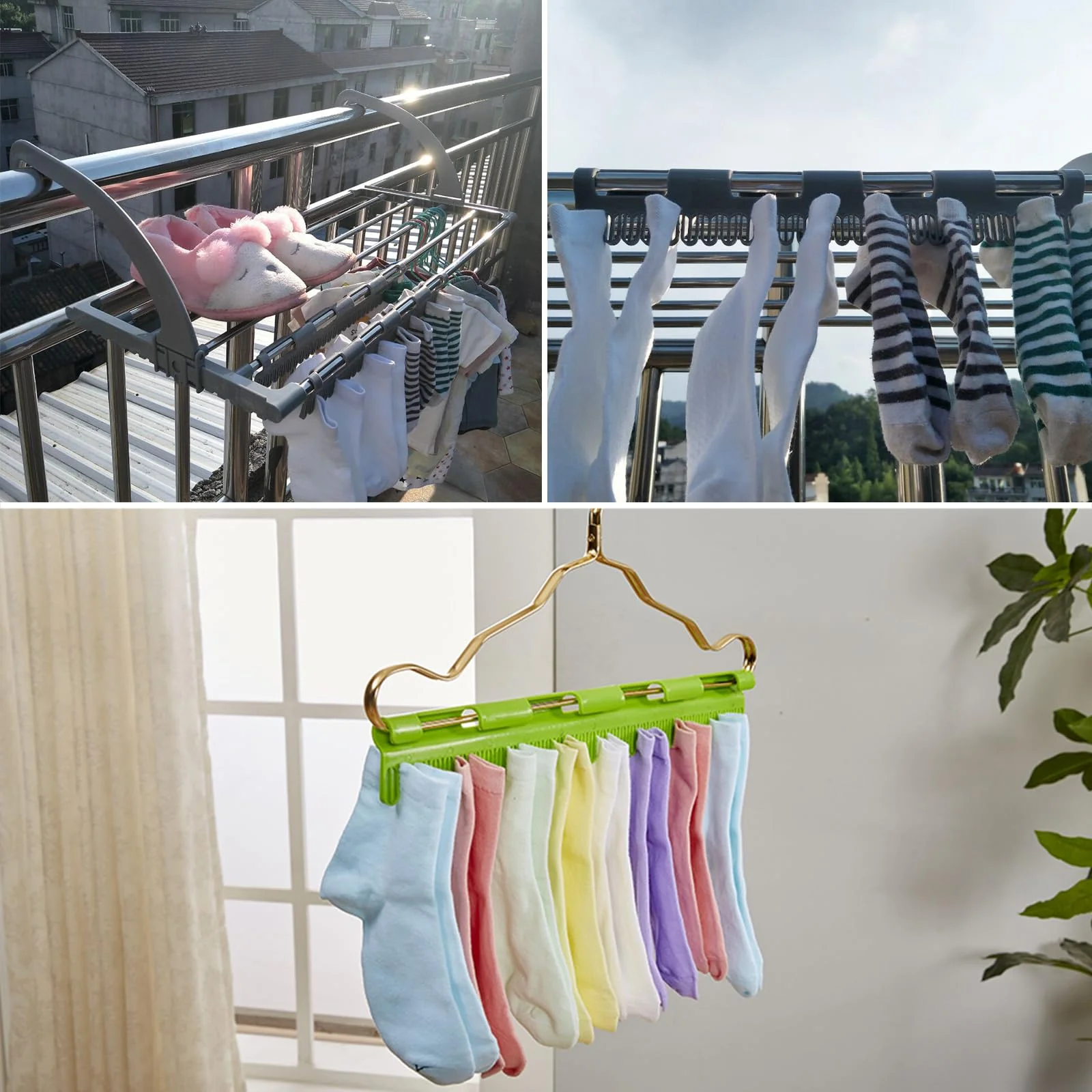 TUKNN Sockentrockner Wäscheständer, Unterwäsche Kleiderbügel, Trockengestell Socken, Winddichter Aufhänger, Windfester Kleinteilehalter, Kleinteilehalter, für Kleine Wäscheartikel, Grau, 2PCS - Image 3