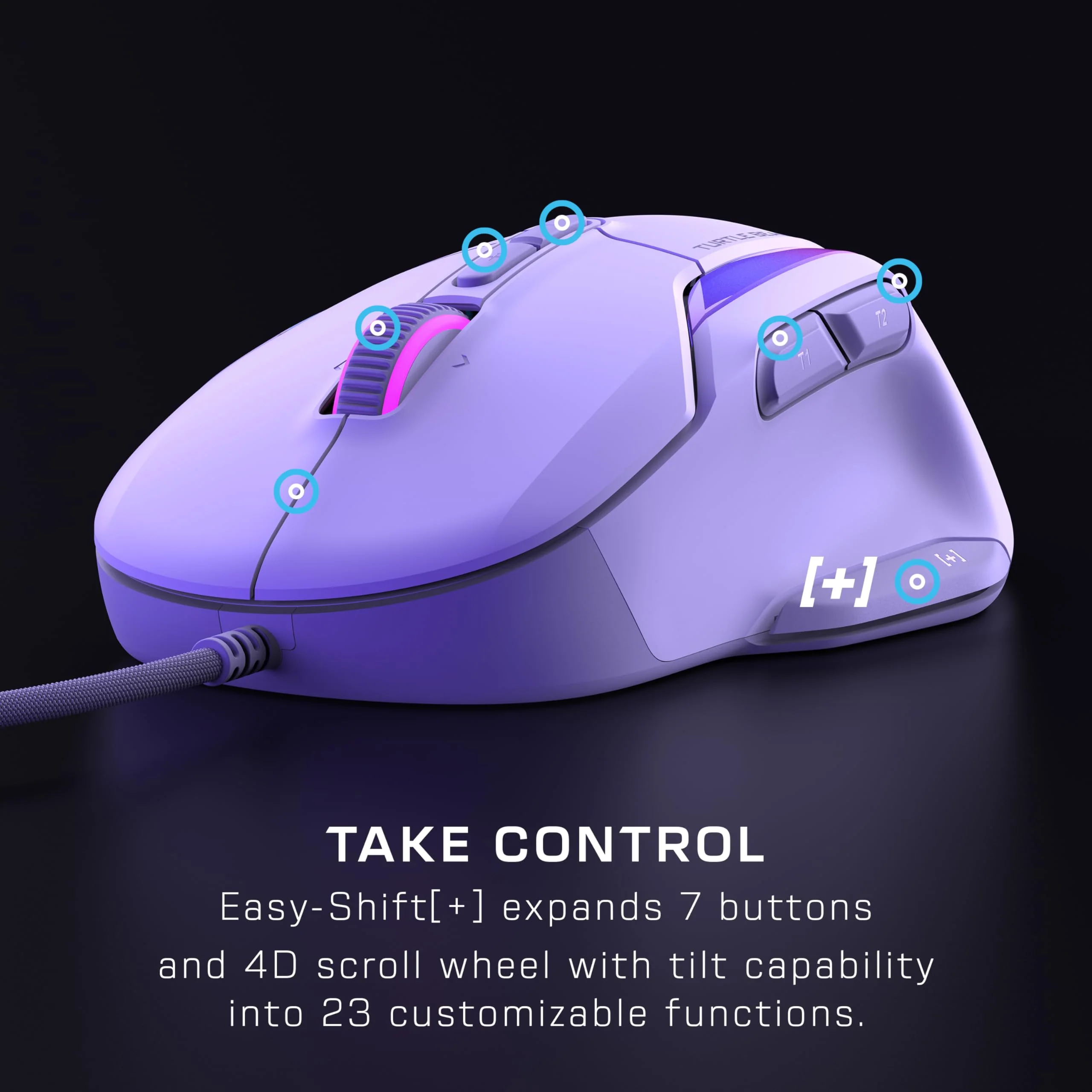 Turtle Beach Kone II – Ergonomische RGB-Gaming-Maus, 26K DPI Optischer Sensor, optische Schalter mit 100 Mio. klick-Lebensdauer, 23 programmierbare Funktionen, 4D-Scroll-Rad, Weiß - Image 10