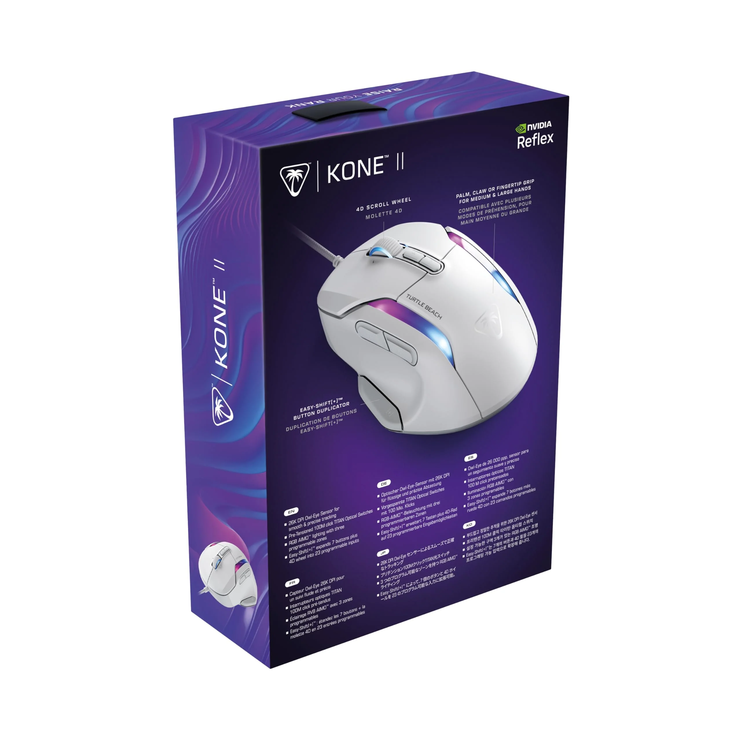 Turtle Beach Kone II – Ergonomische RGB-Gaming-Maus, 26K DPI Optischer Sensor, optische Schalter mit 100 Mio. klick-Lebensdauer, 23 programmierbare Funktionen, 4D-Scroll-Rad, Weiß - Image 14