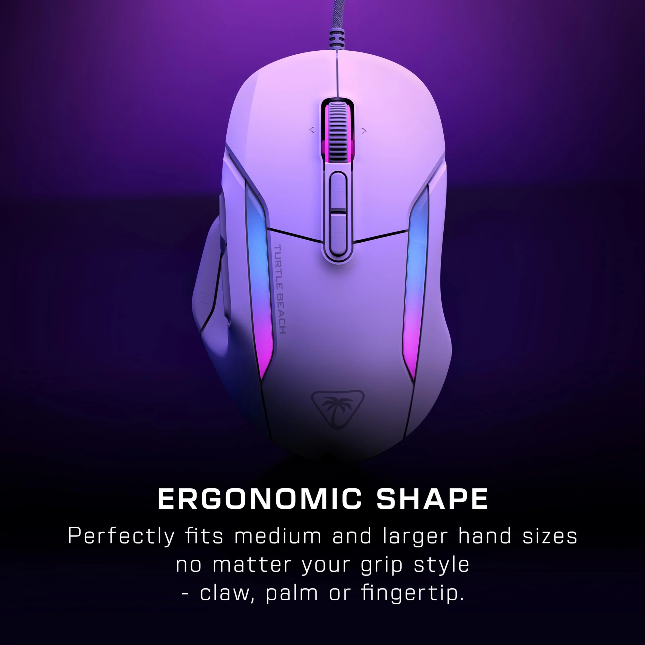 Turtle Beach Kone II – Ergonomische RGB-Gaming-Maus, 26K DPI Optischer Sensor, optische Schalter mit 100 Mio. klick-Lebensdauer, 23 programmierbare Funktionen, 4D-Scroll-Rad, Weiß - Image 8