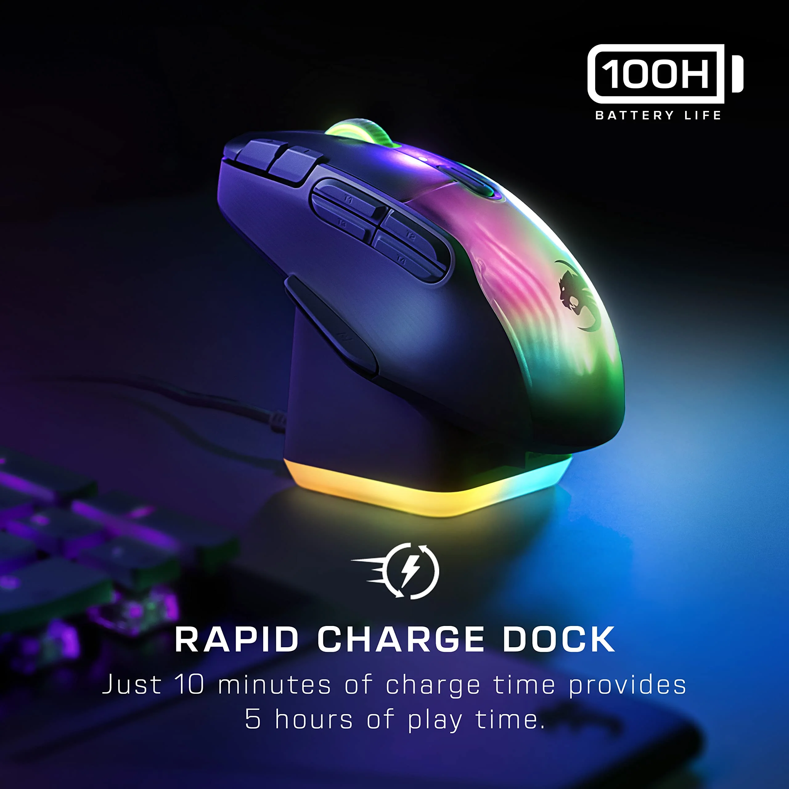 Turtle Beach Kone XP Air – Kabellose, anpassbare und ergonomische RGB-Gaming-Maus, Bluetooth, optischer Sensor 19K DPI, bis zu 100-Stunden-Akku und Ladestation - Schwarz - Image 7