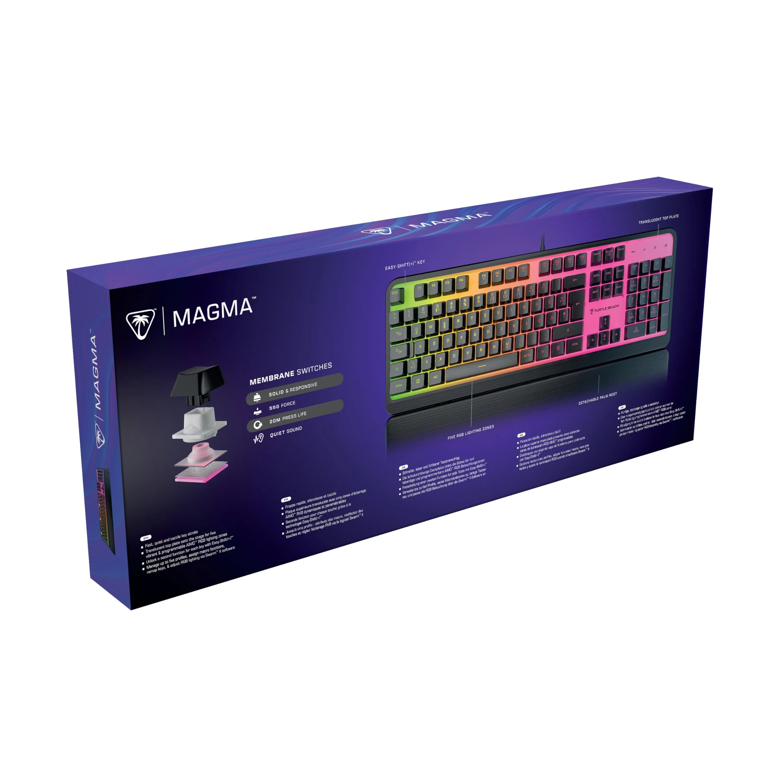 Turtle Beach Magma - Membrane RGB Gaming Keyboard mit Membrantasten, Advanced Anti-Ghosting, Easy-Shift Technologie, RGB-Beleuchtung, abnehmbare Handballenauflage - Image 10