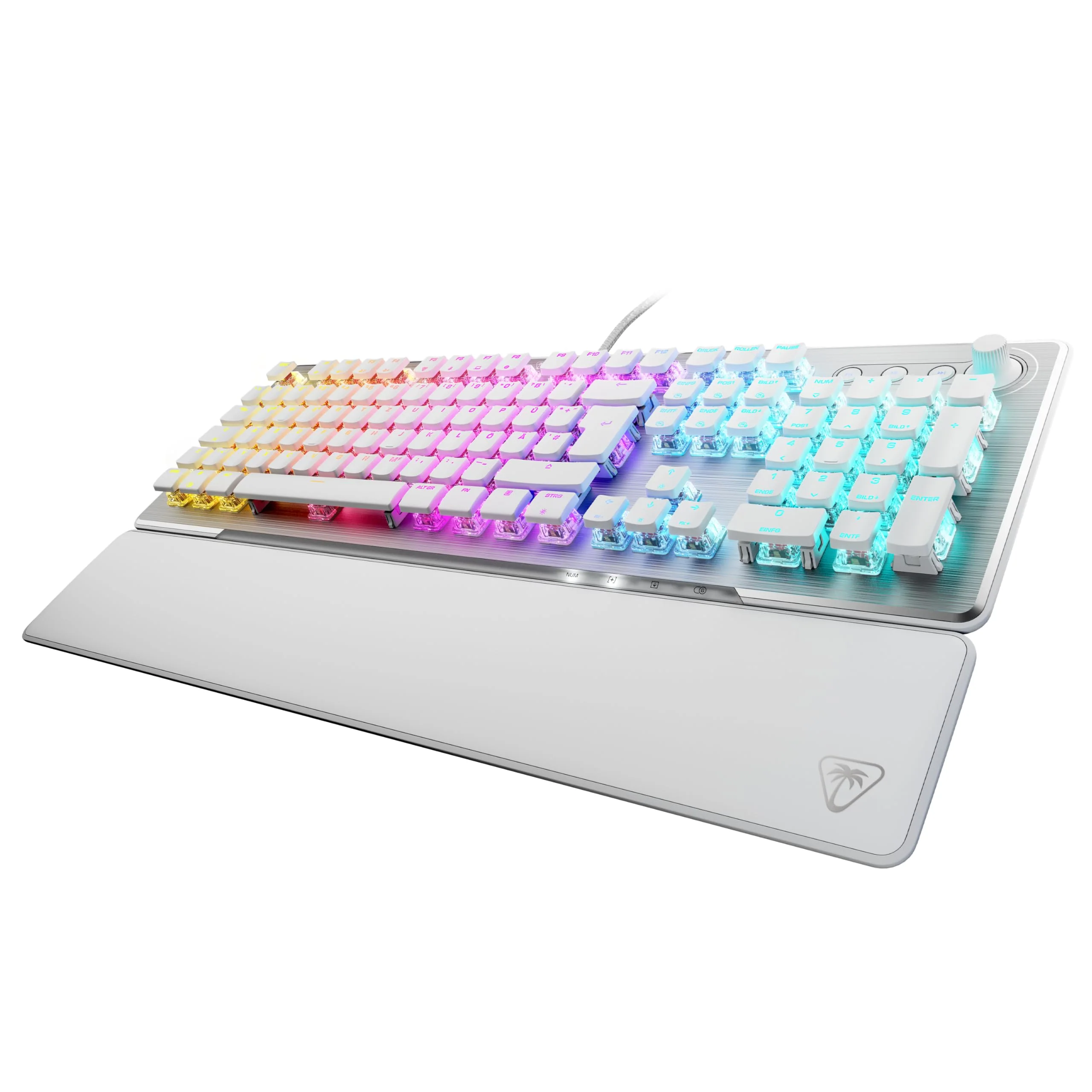 Turtle Beach Vulcan II – Mechanische PC Gaming-Tastatur, Titan II-Schalter, anpassbare beleuchtete RGB-Tasten, abnehmbare Handballenauflage, Aluminiumplatte – Weiß - Image 3