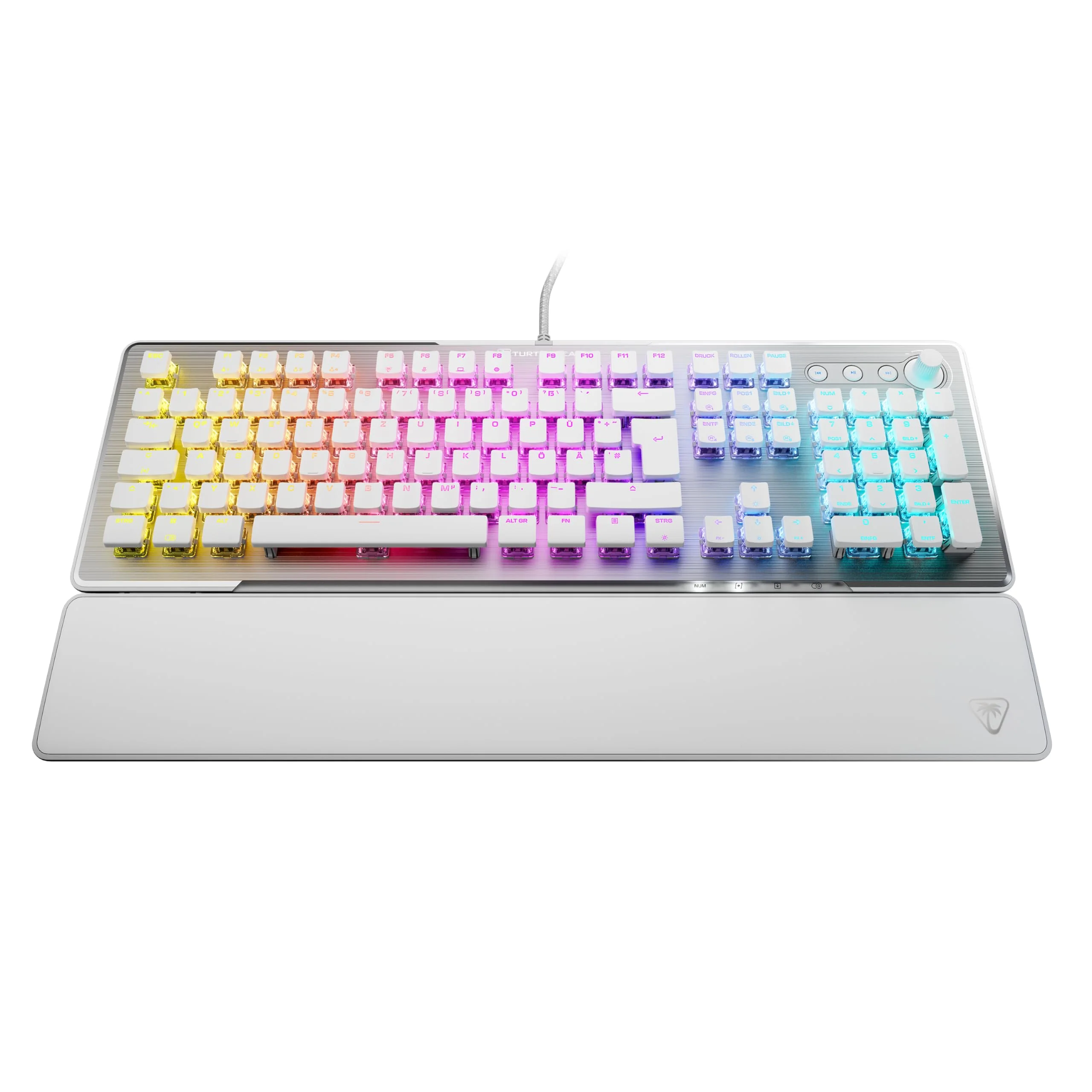 Turtle Beach Vulcan II – Mechanische PC Gaming-Tastatur, Titan II-Schalter, anpassbare beleuchtete RGB-Tasten, abnehmbare Handballenauflage, Aluminiumplatte – Weiß - Image 5