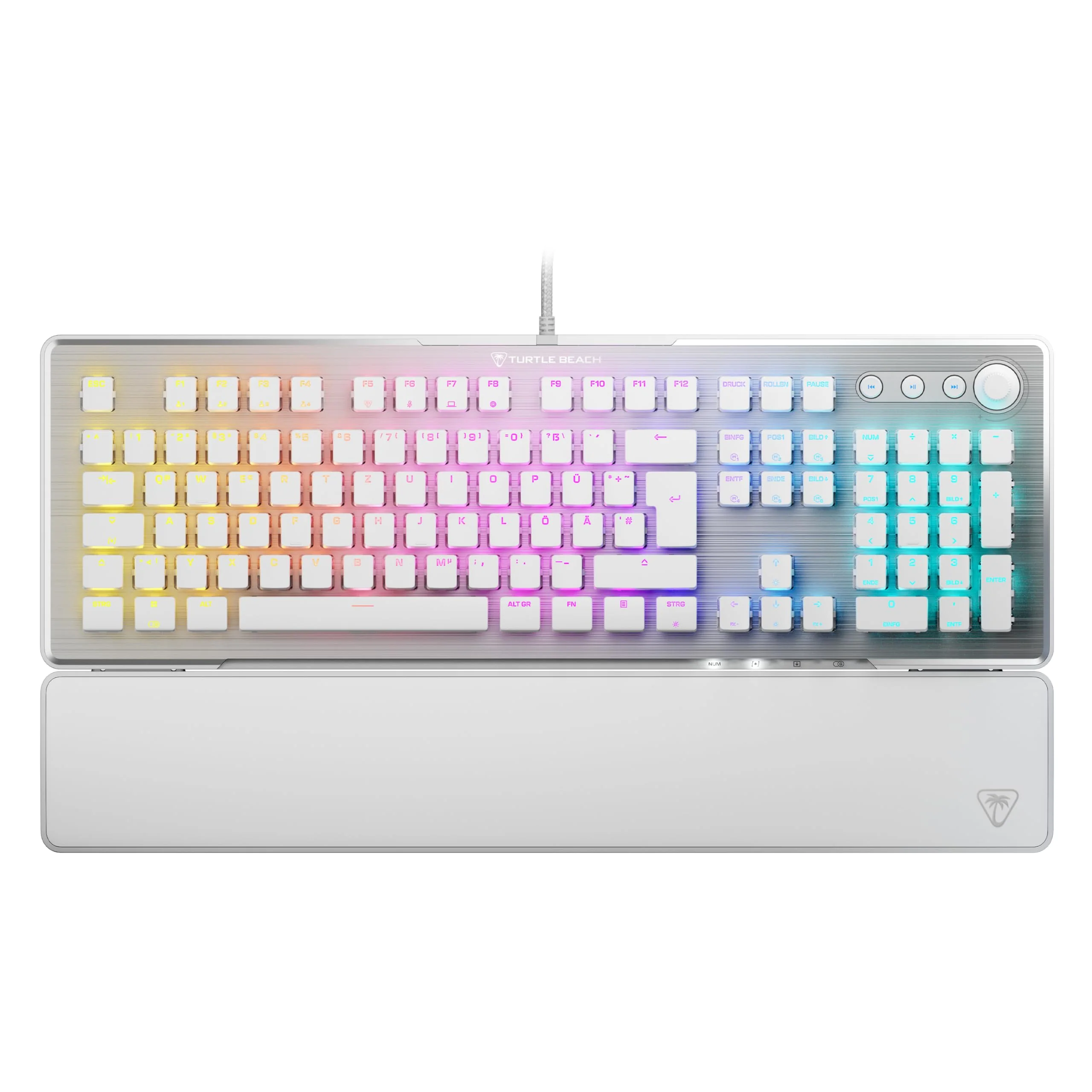 Turtle Beach Vulcan II – Mechanische PC Gaming-Tastatur, Titan II-Schalter, anpassbare beleuchtete RGB-Tasten, abnehmbare Handballenauflage, Aluminiumplatte – Weiß - Image 9