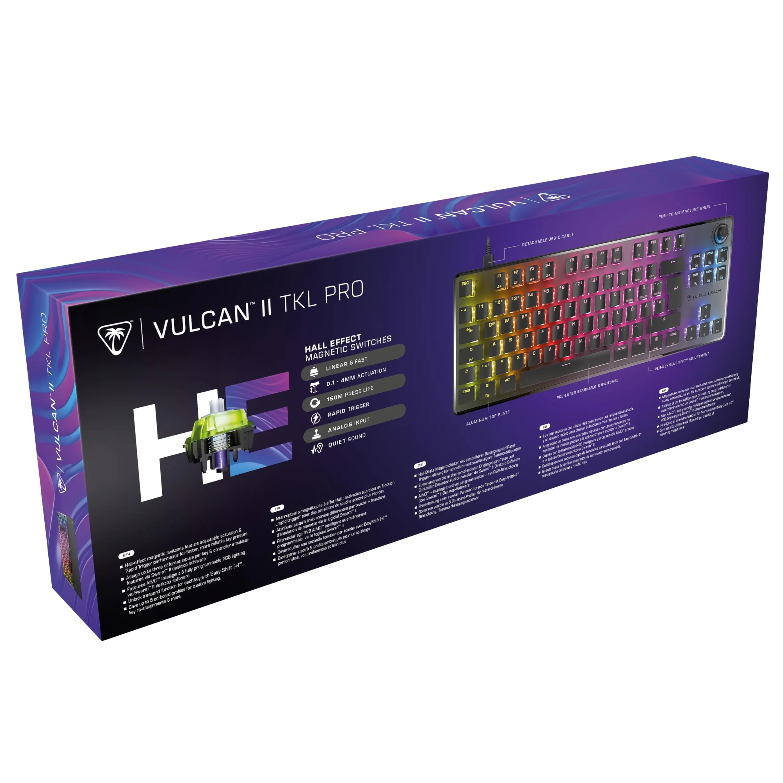 Turtle Beach Vulcan II TKL Pro - Magnetisch-mechanische RGB-Gaming-Tastatur, Analoge Halleffekt-Schalter, Medientasten, Handballenauflage, Aluminium-Abdeckplatte - Image 4
