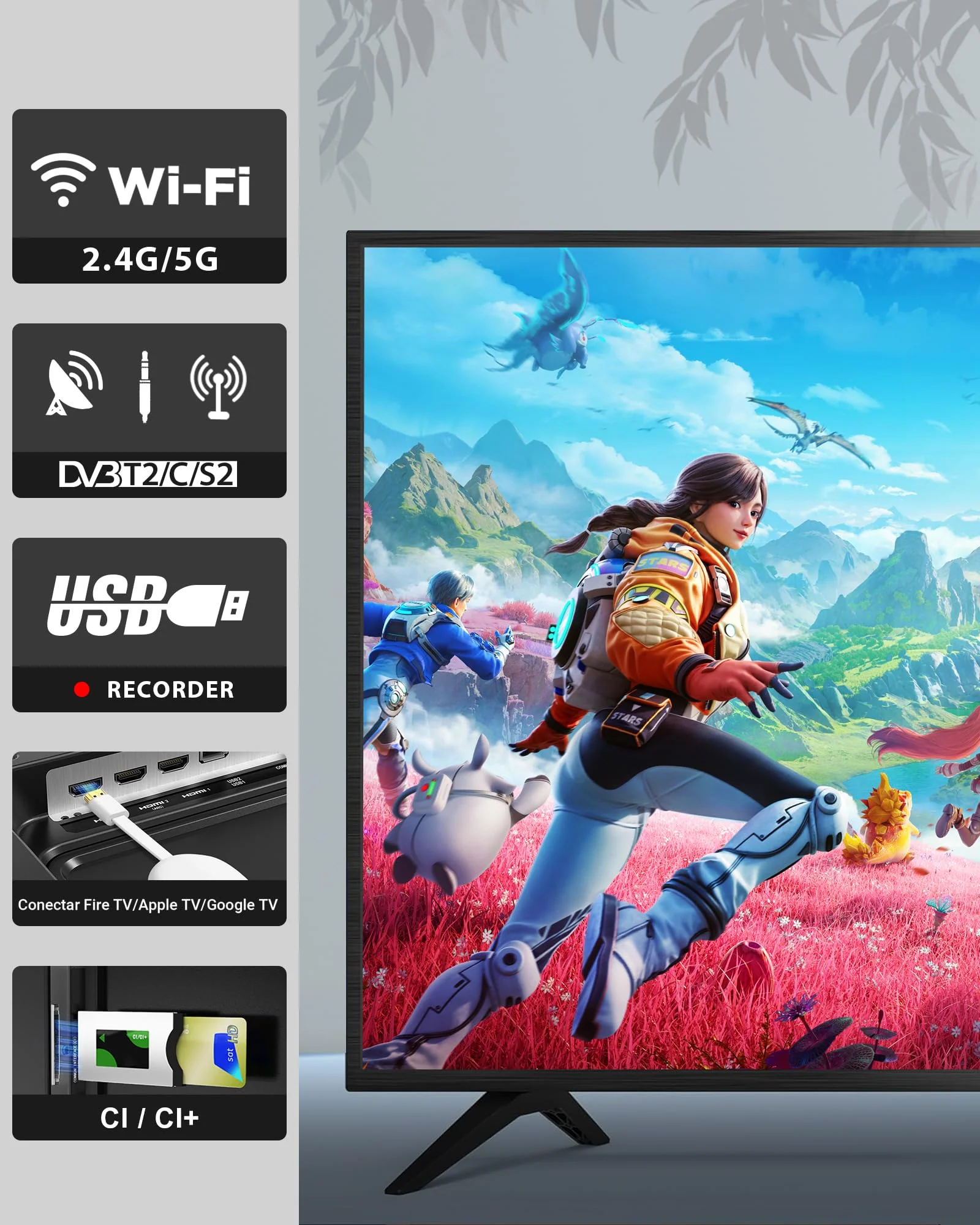 TuTu TUG42FD1 Smart TV 42 Zoll (106 cm) Google TV, LED HD Fernseher mit WLAN, Bluetooth, App Store, Triple Tuner (DVB-T/T2, DVB-C, DVB-S/S2), HDMI, USB - Image 11