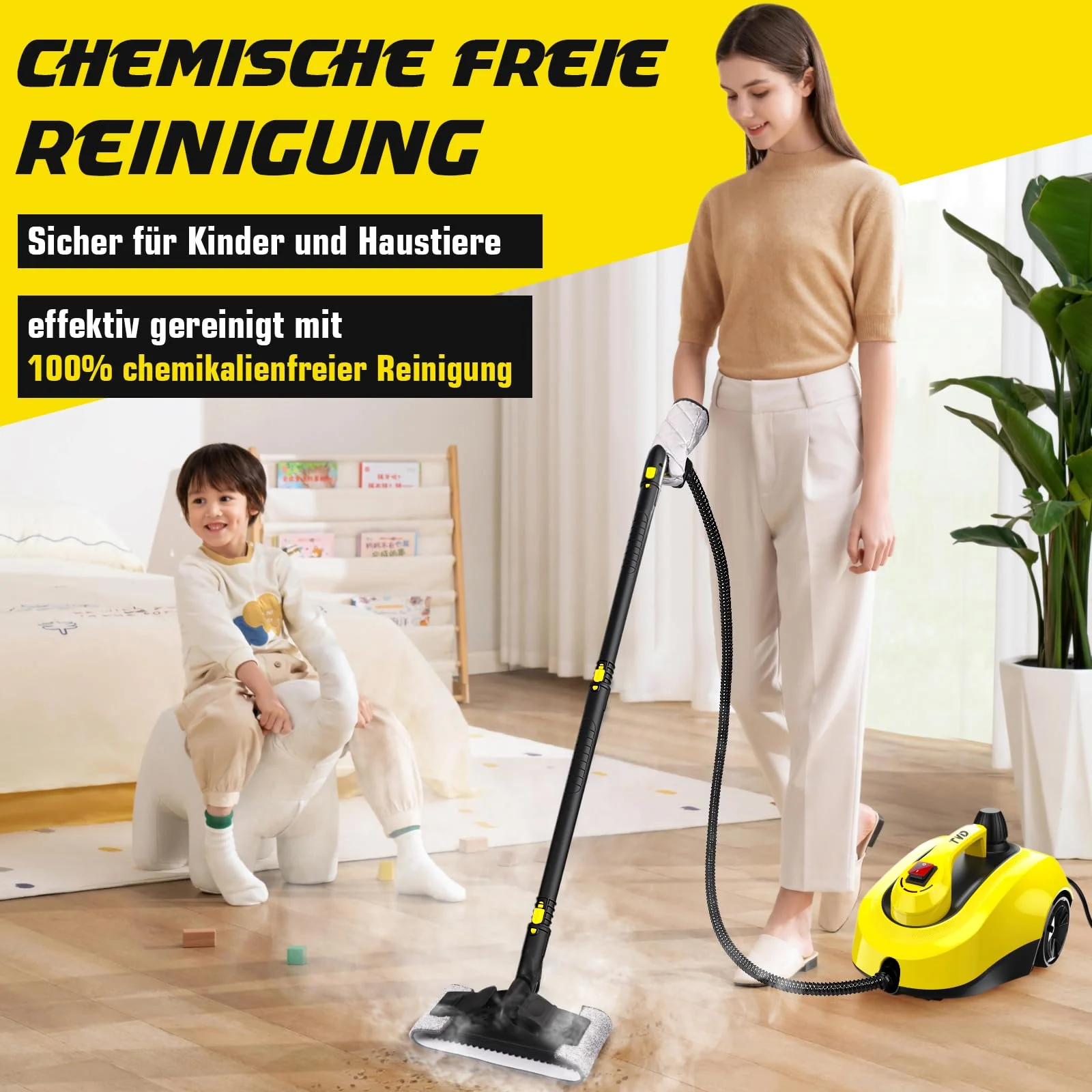 TVD Dampfreiniger, Dampfreiniger, Dampfreiniger für Bodenreinigung, Dampfreiniger mit 29-teiligem Zubehör, 5 Meter Netzkabel für Bodendampfer, Entfernen von Tapeten, Ofen, Teppich, Sofa, Polster, - Image 3