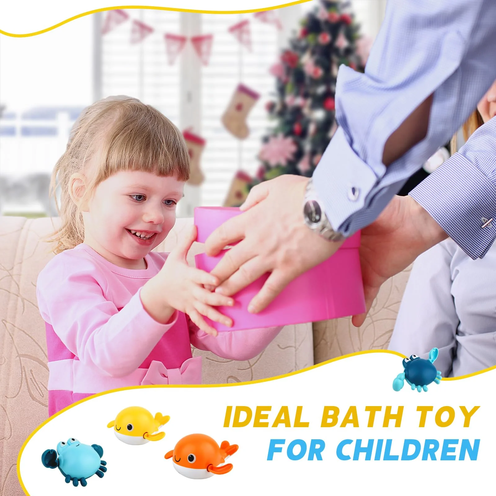 twoonto Badespielzeug, Angelspiel mit 4 Stück aufziehbarem Badespielzeug, Fischernetz, schwimmendes Pool-Badewannenspielzeug, Montessori-Spielzeug für Kleinkinder für 1 2 3 4 5 Jahre - Image 5