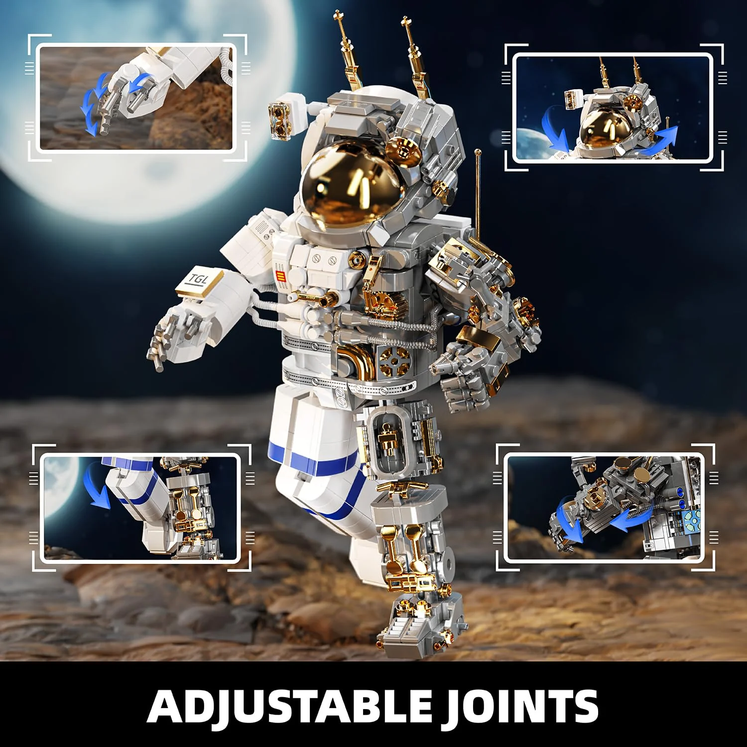 TYCOLE City Weltraum-Astronaut Bauspielzeug mit Display-Ständer Deko für Kinderzimmer oder Büro kreatives Konstruktionsspielzeug Geburtstagsgeschenk für Jungen und Mädchen ab 6 Jahren(860 Teile) - Image 5