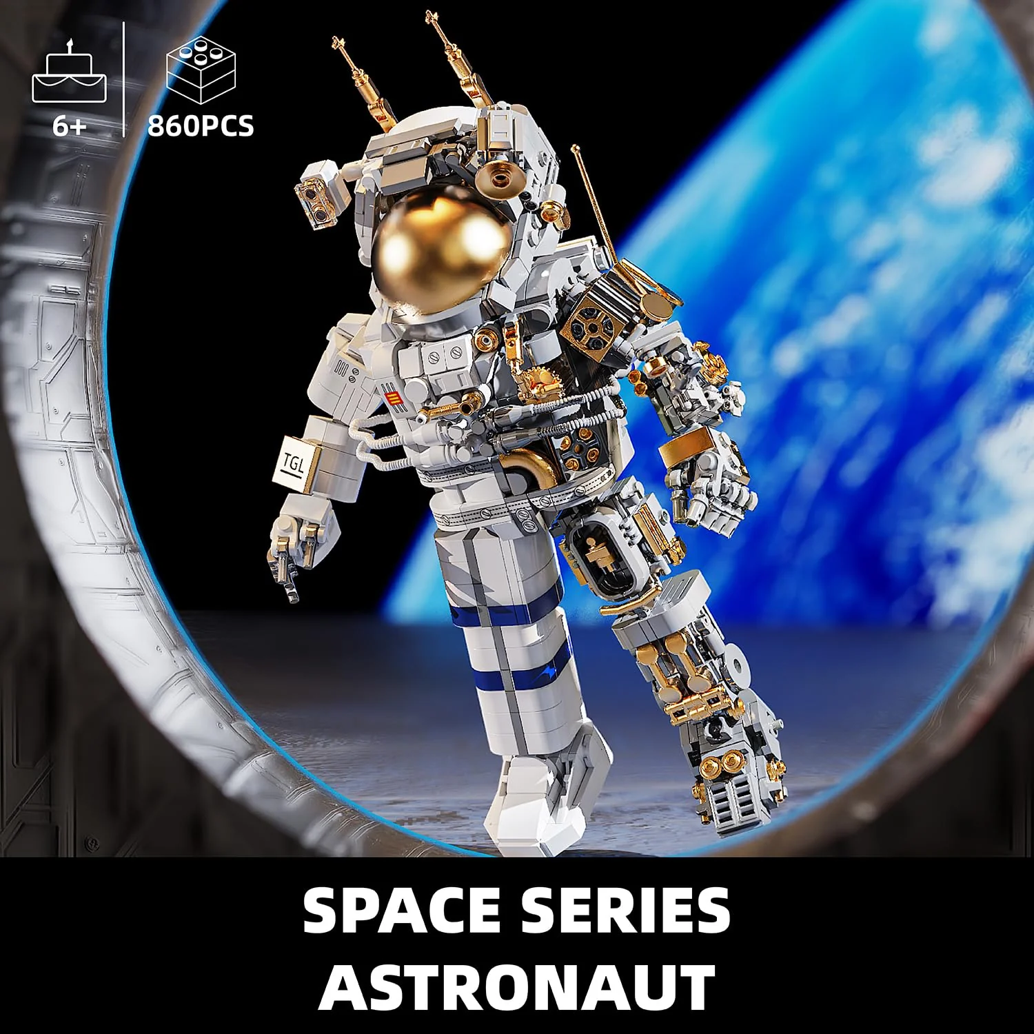 TYCOLE City Weltraum-Astronaut Bauspielzeug mit Display-Ständer Deko für Kinderzimmer oder Büro kreatives Konstruktionsspielzeug Geburtstagsgeschenk für Jungen und Mädchen ab 6 Jahren(860 Teile) - Image 7