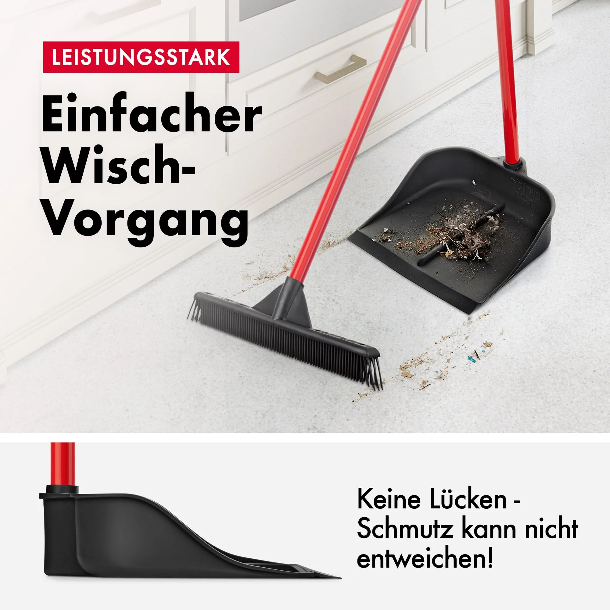 Tyroler | Magische Kehrschaufel | Naturkautschuk | Aluminium Rostfrei 105cm Stiel | Aufrechtes Design | Universelle Besenkompatibilität - Image 3