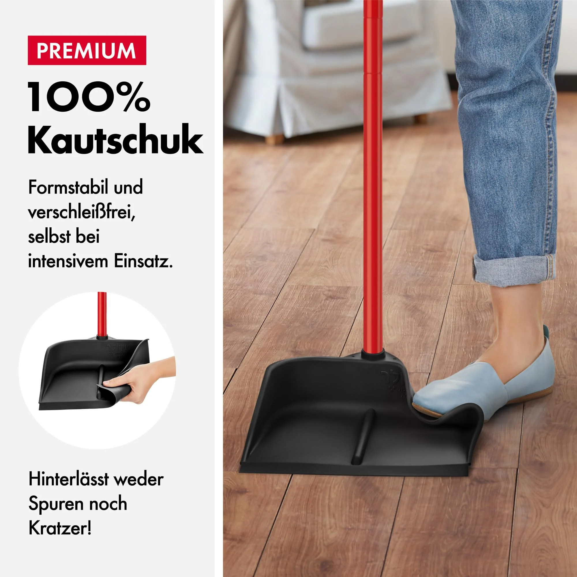Tyroler | Magische Kehrschaufel | Naturkautschuk | Aluminium Rostfrei 105cm Stiel | Aufrechtes Design | Universelle Besenkompatibilität - Image 6