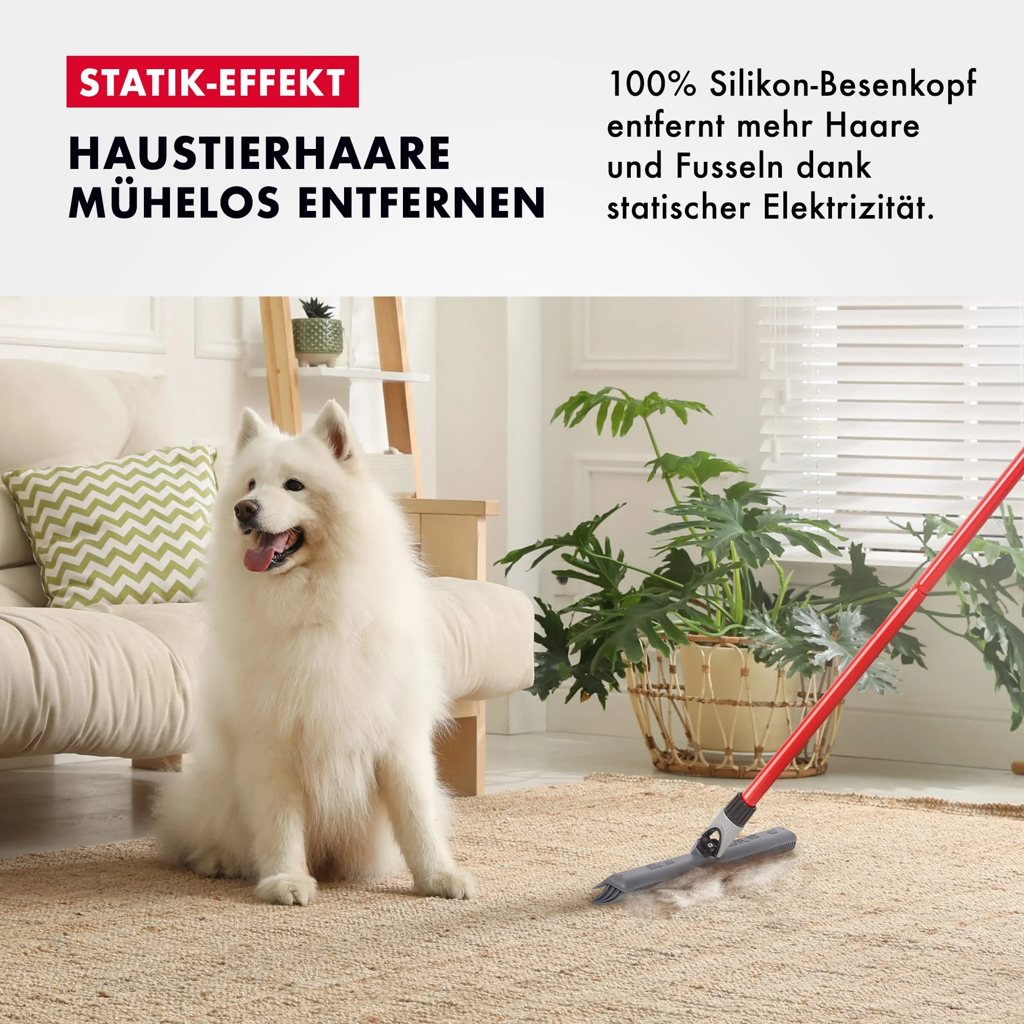 Tyroler Silikon Besen & Bodenabzieher | Kehrbesen-Kopf aus 100% Silikon 41 cm | Besen mit Stiel und 140 cm Anti-Rost-Griff | Silikonbesen mit Stiel | Gummibesen mit Stiel | Gummibesen Tierhaare - Image 7