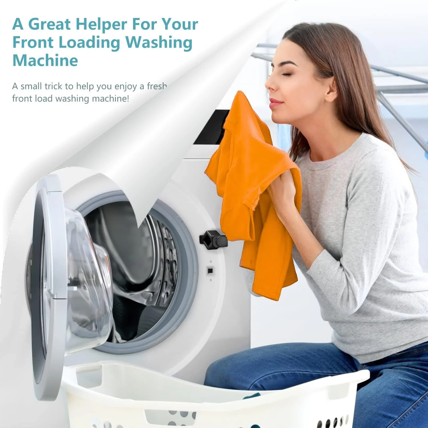 Uadme Waschmaschinen Türstütze, Kindersichere Front Load Washer Türprop Posttrockner Türstütze Mundform Starker Magnet Türhalter Waschmaschinen Frontlader Wäschetür für Meisten Waschmaschinen(Schwarz) - Image 2