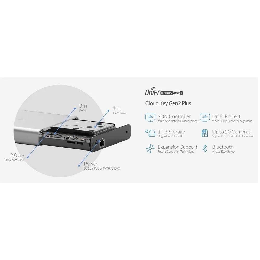 Ubiquiti Networks UniFi Cloud Key Gen2 Plus Server zur Netzwerküberwachung Gigabit Ethernet - Image 4