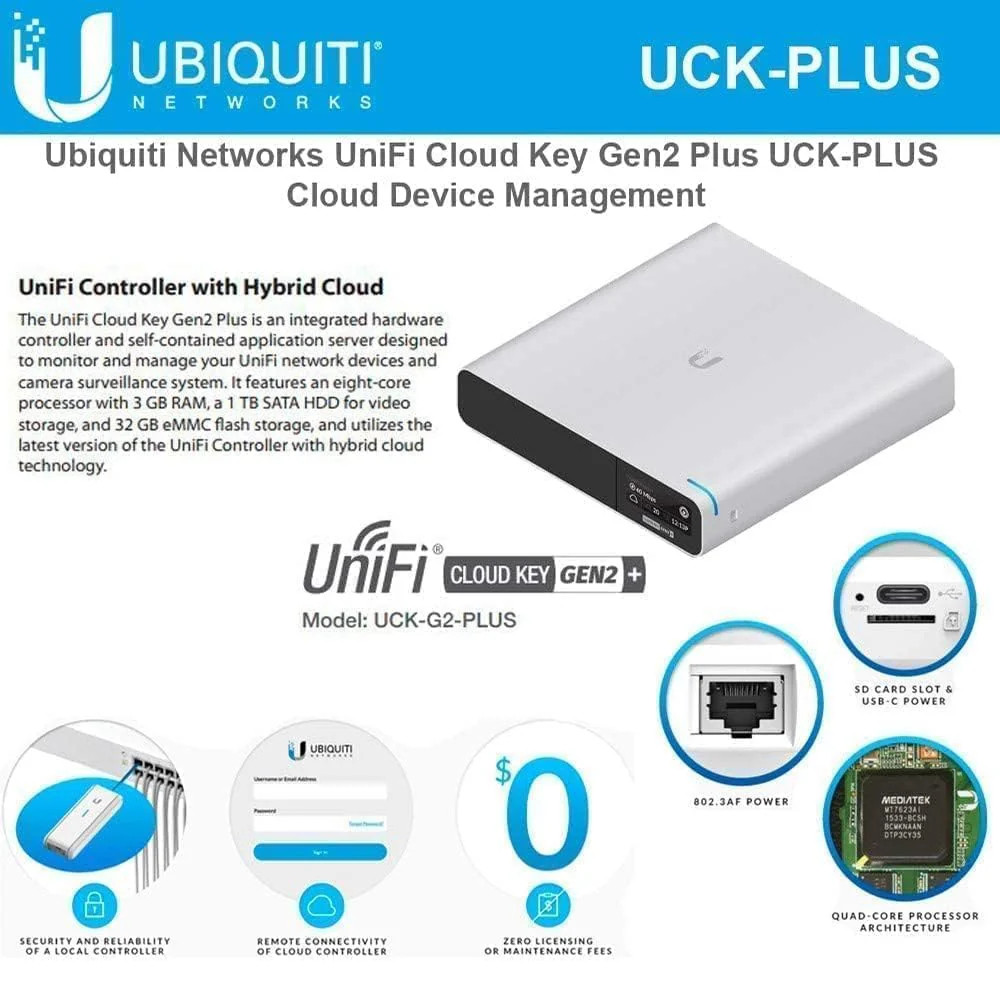 Ubiquiti Networks UniFi Cloud Key Gen2 Plus Server zur Netzwerküberwachung Gigabit Ethernet - Image 6