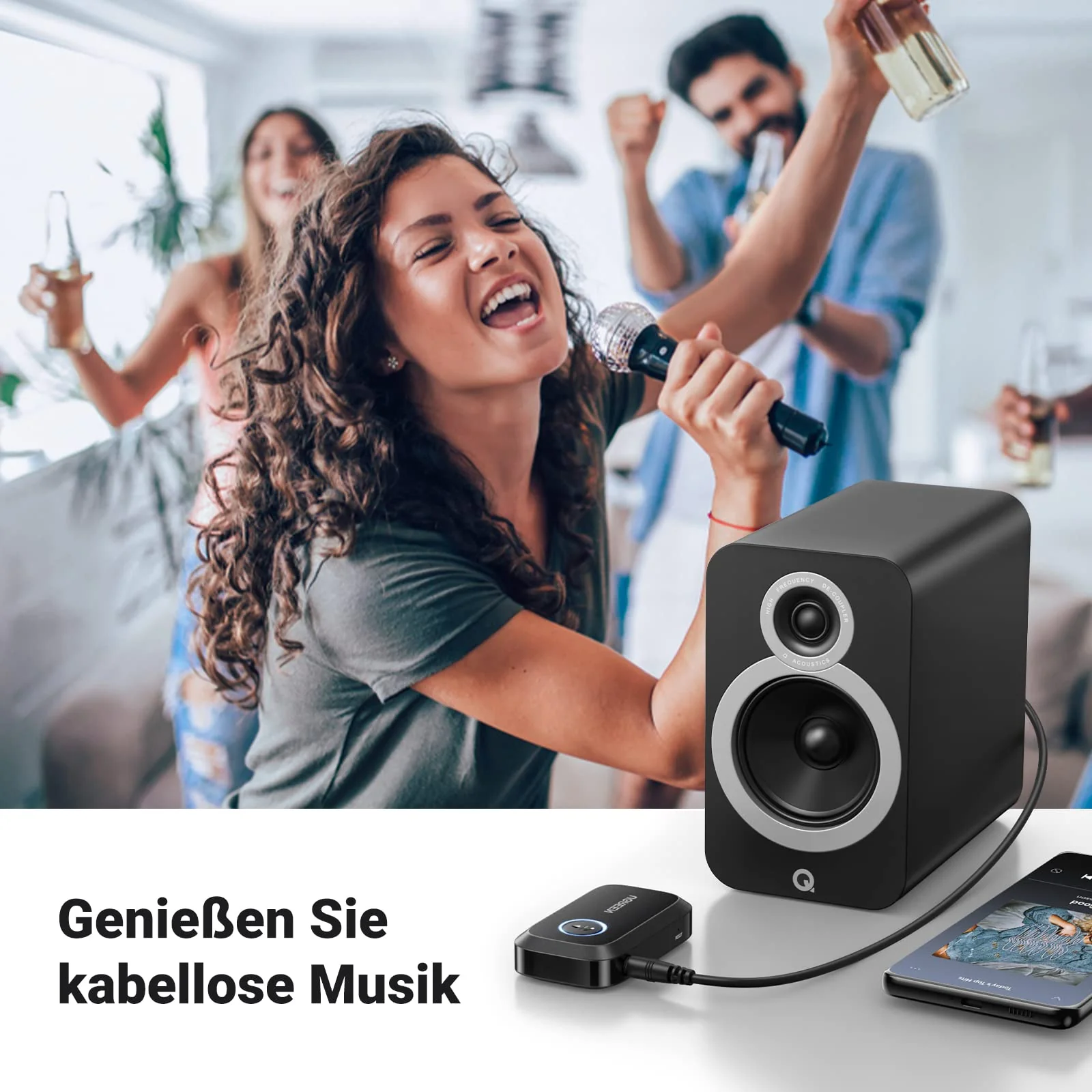 UGREEN Aux Bluetooth Adapter Auto Klinke Bluetooth 5.4 Empfänger Freisprechanruf, Stereo Musik, Dualer Kopplung mit 15 Stunden Spielzeit für Autoradio/Stereoanlage/Headset (Schwarz) - Image 4