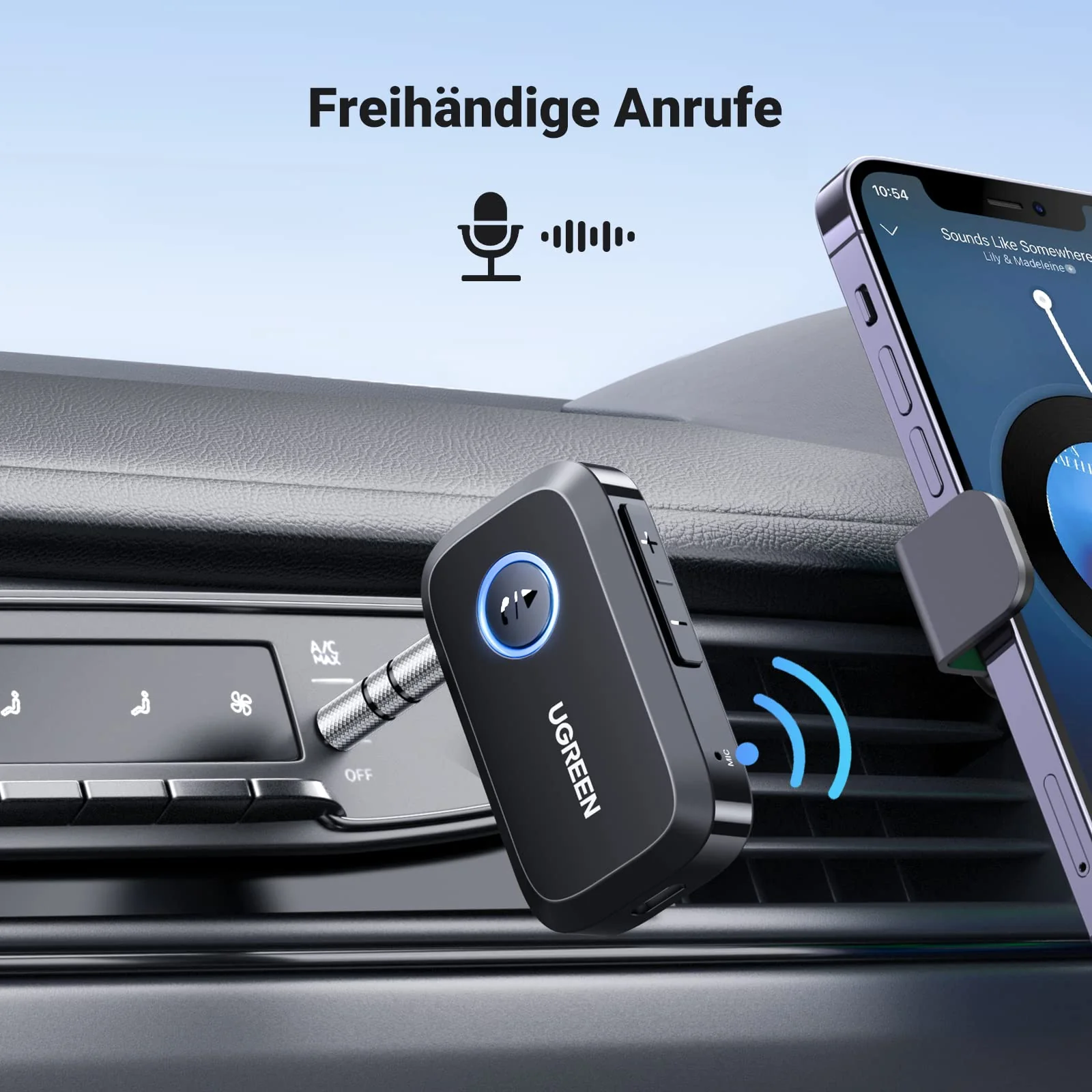 UGREEN Aux Bluetooth Adapter Auto Klinke Bluetooth 5.4 Empfänger Freisprechanruf, Stereo Musik, Dualer Kopplung mit 15 Stunden Spielzeit für Autoradio/Stereoanlage/Headset (Schwarz) - Image 8