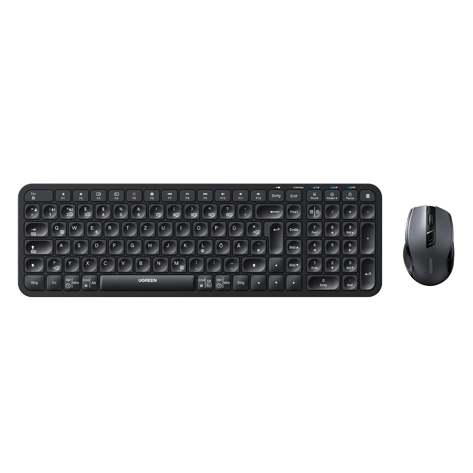 UGREEN Bluetooth Tastatur Maus Set kabellos (Bluetooth 5.0+2.4G) mit Shortcut-Tasten, Funktastatur mit Maus 4000 DPI für Windows/macOS/Linux/Android-Deutsches Layout - Image 2