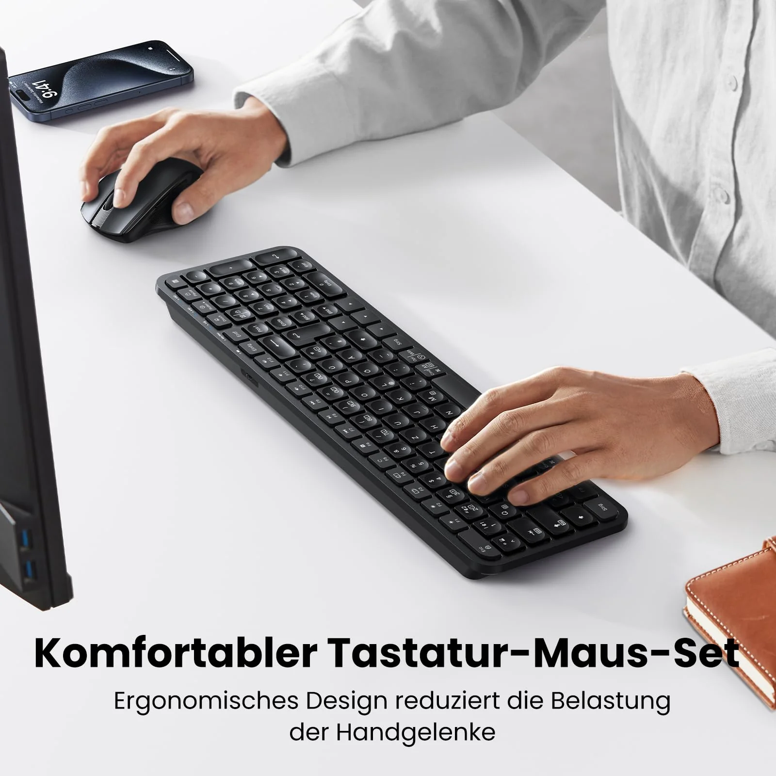 UGREEN Bluetooth Tastatur Maus Set kabellos (Bluetooth 5.0+2.4G) mit Shortcut-Tasten, Funktastatur mit Maus 4000 DPI für Windows/macOS/Linux/Android-Deutsches Layout - Image 6
