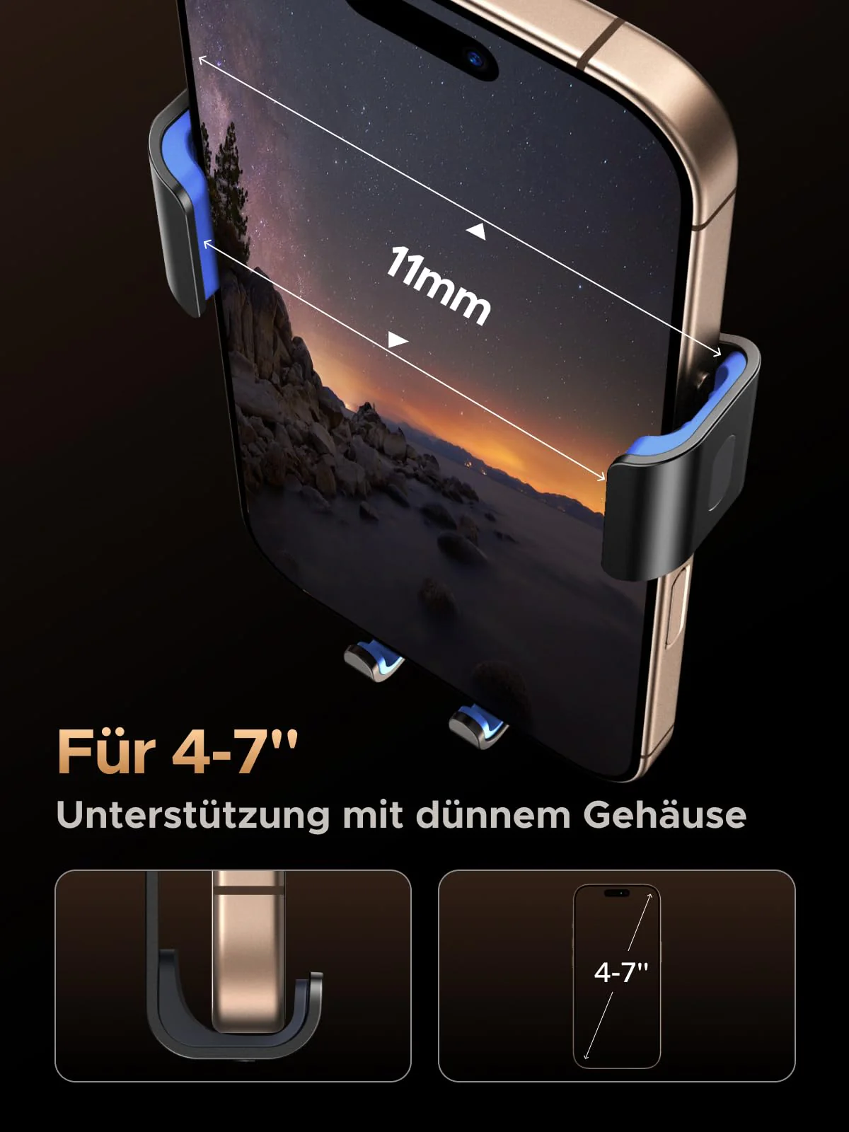 UGREEN Handyhalterung Auto Handy Halterung PKW Lüftung Schwerkraft Handy Autohalterung KFZ Handyhalter fürs Auto kompatibel mit iPhone 17 16 15 14 13 12Pro Max, Galaxy S23 Ultra S22 S21 (Schwarz) - Image 3