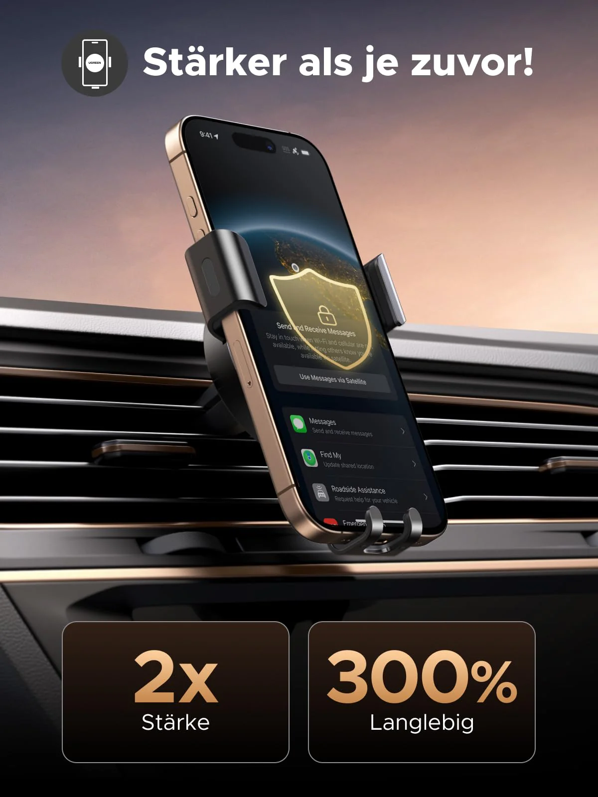 UGREEN Handyhalterung Auto Handy Halterung PKW Lüftung Schwerkraft Handy Autohalterung KFZ Handyhalter fürs Auto kompatibel mit iPhone 17 16 15 14 13 12Pro Max, Galaxy S23 Ultra S22 S21 (Schwarz) - Image 7