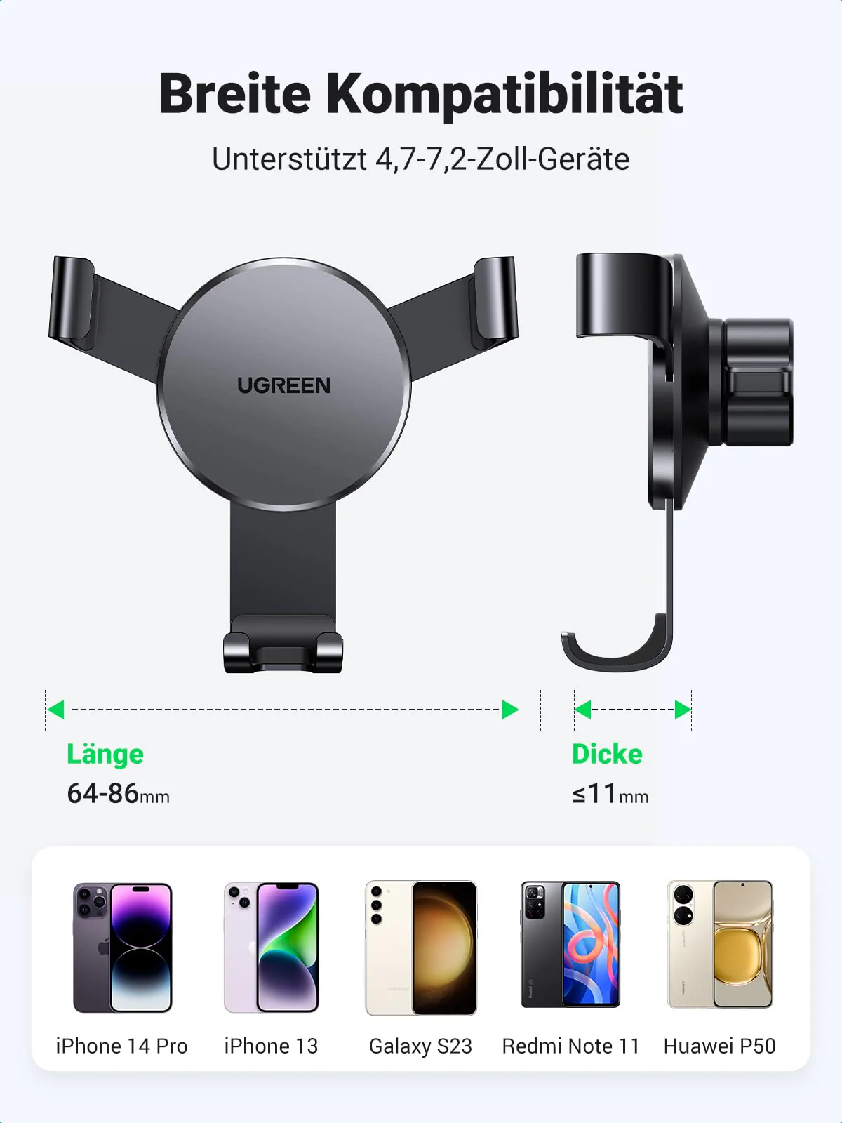 UGREEN Handyhalterung Auto [Upgrade Bombenfest Lüftungshaken] Smartphone Halterung für Lüftungsschlitze, kompatibel mit iPhone 17 16 15 14 13 Pro Max, Galaxy S23 S22 S21, Mate 60 Pro usw.(Schwarz) - Image 2