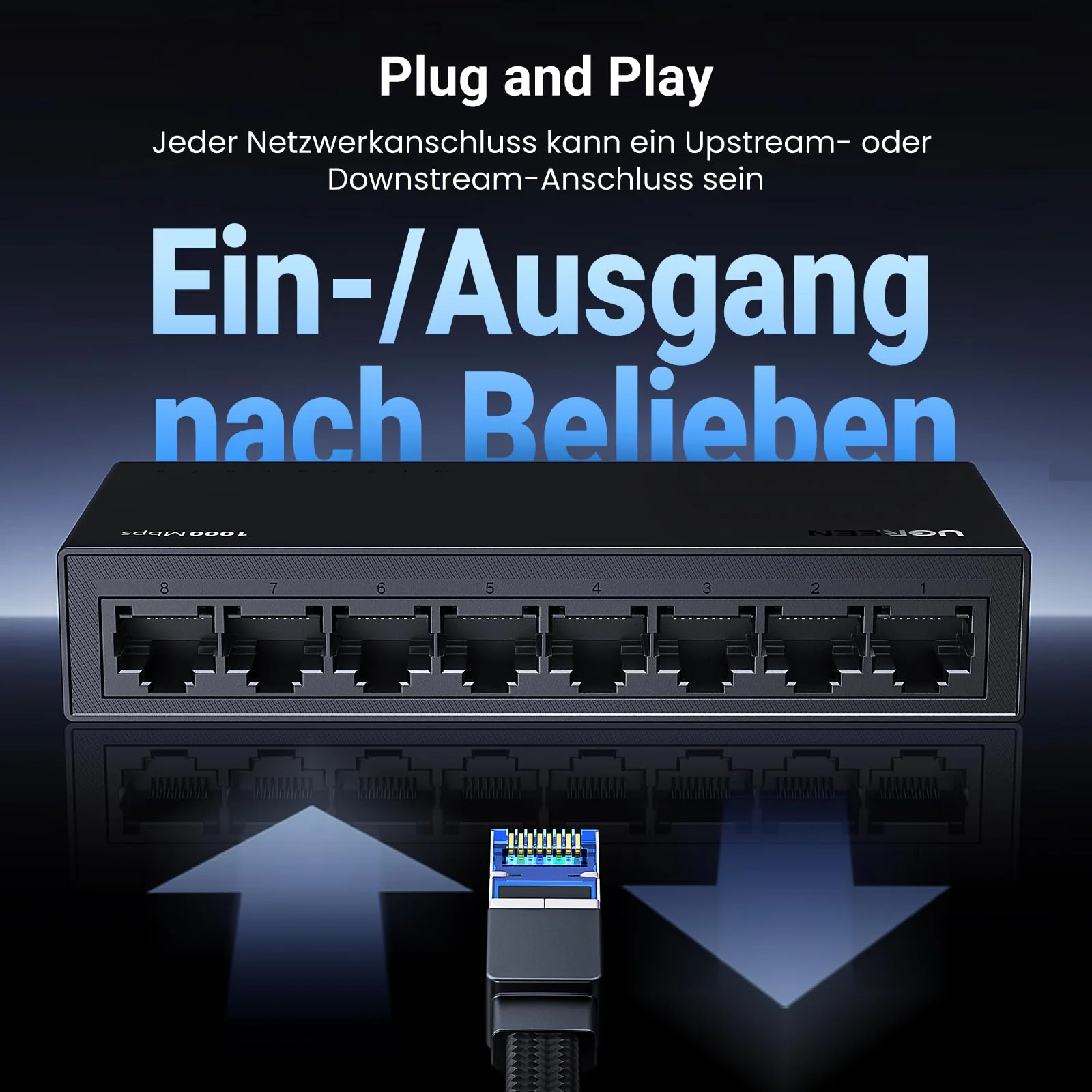 UGREEN LAN Switch 8-Port Netzwerk Switch Gigabit Switch automatische Geschwindigkeit von 10/100/1000Mbps, Duplexanpassung,Plug and Play,Ethernet Switch für TV/Laptop/Switch/Router/Monitor - Image 6