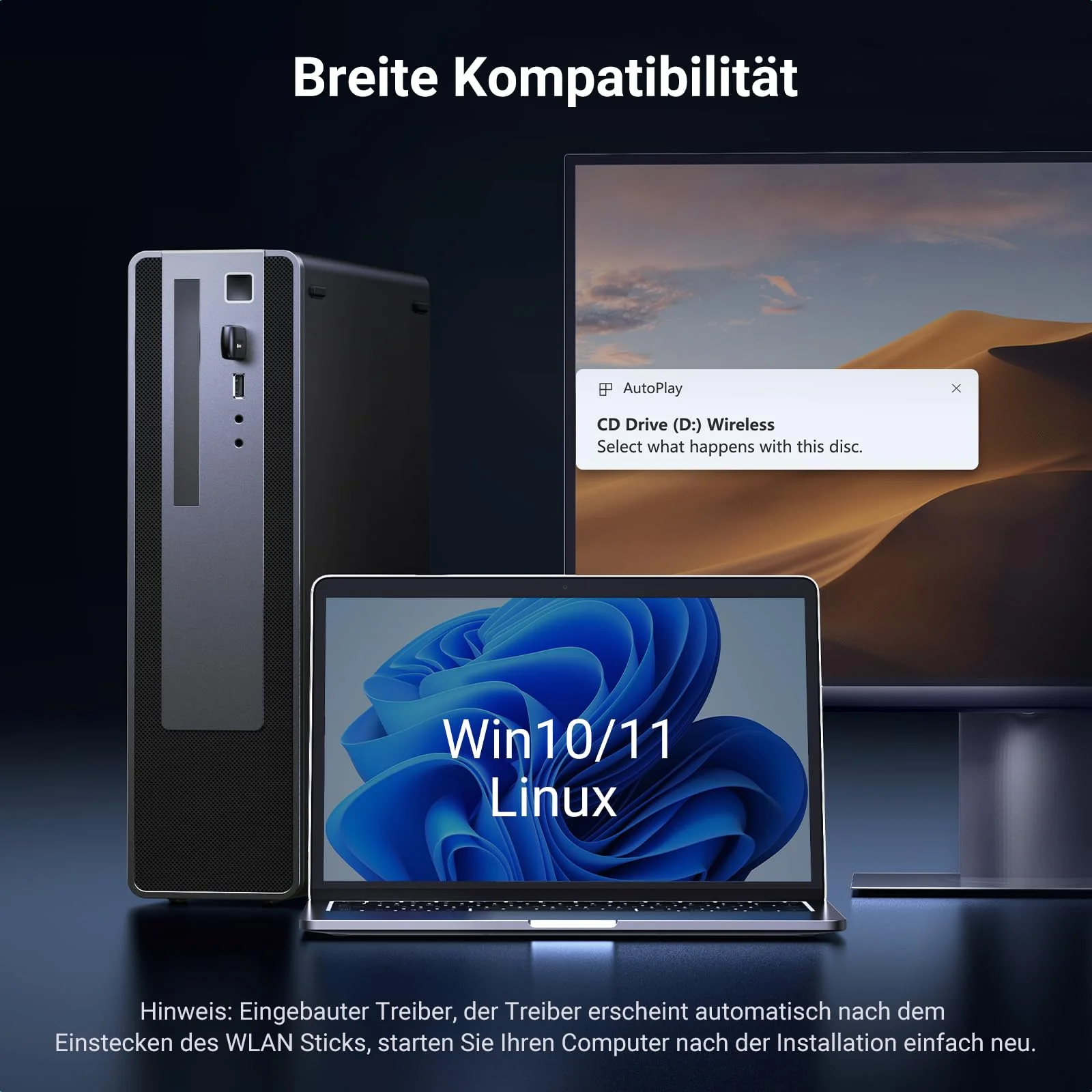 UGREEN WLAN Stick AX900 WiFi 6 Primär WLAN Adapter PC Dual Band 2,4G/5GHz, Internet Stick mit eingebauter Treiber, WPA2-PSK Verschlüsselung, Kompatibel mit Windows 11/10. - Image 13