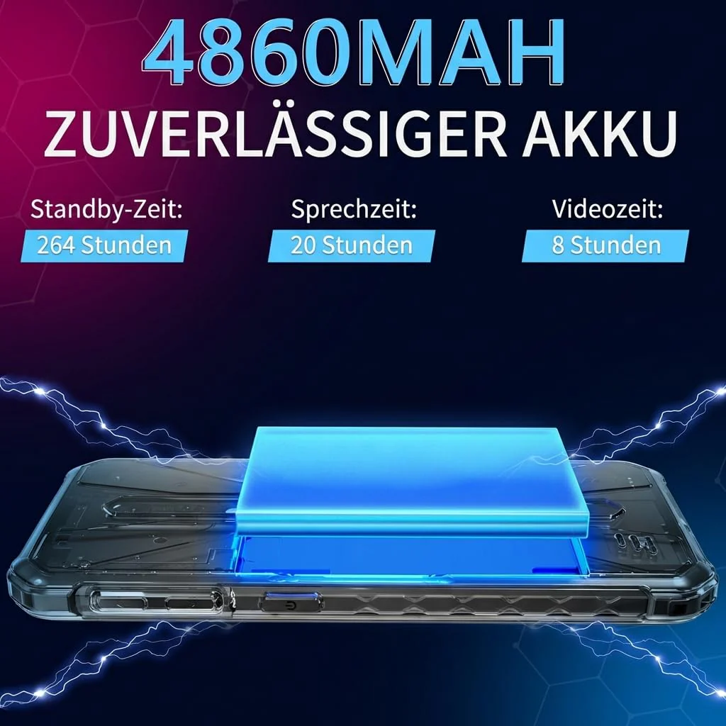 Ulefone Armor X12 Pro Outdoor Handy, Android 15,Octa-Core Prozessor 8GBRAM+64GBROM, Outdoor Smartphone Ohne Vertrag, Kamera 13 MP, 5,45 Zoll HD+ Baustellenhandy, Akku4860mAh, 4GDual SIM/NFC/GPS/IP69K - Image 3