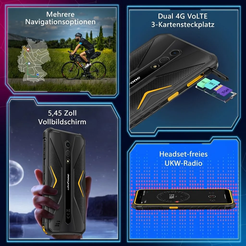 Ulefone Armor X12 Pro Outdoor Handy, Android 15,Octa-Core Prozessor 8GBRAM+64GBROM, Outdoor Smartphone Ohne Vertrag, Kamera 13 MP, 5,45 Zoll HD+ Baustellenhandy, Akku4860mAh, 4GDual SIM/NFC/GPS/IP69K - Image 8