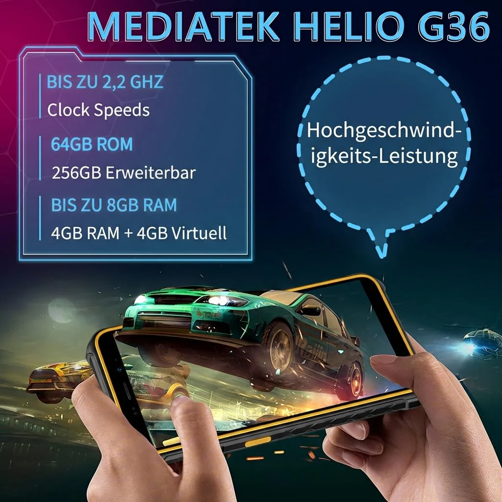 Ulefone Armor X12 Pro Outdoor Handy, Android 15,Octa-Core Prozessor 8GBRAM+64GBROM, Outdoor Smartphone Ohne Vertrag, Kamera 13 MP, 5,45 Zoll HD+ Baustellenhandy, Akku4860mAh, 4GDual SIM/NFC/GPS/IP69K - Image 4