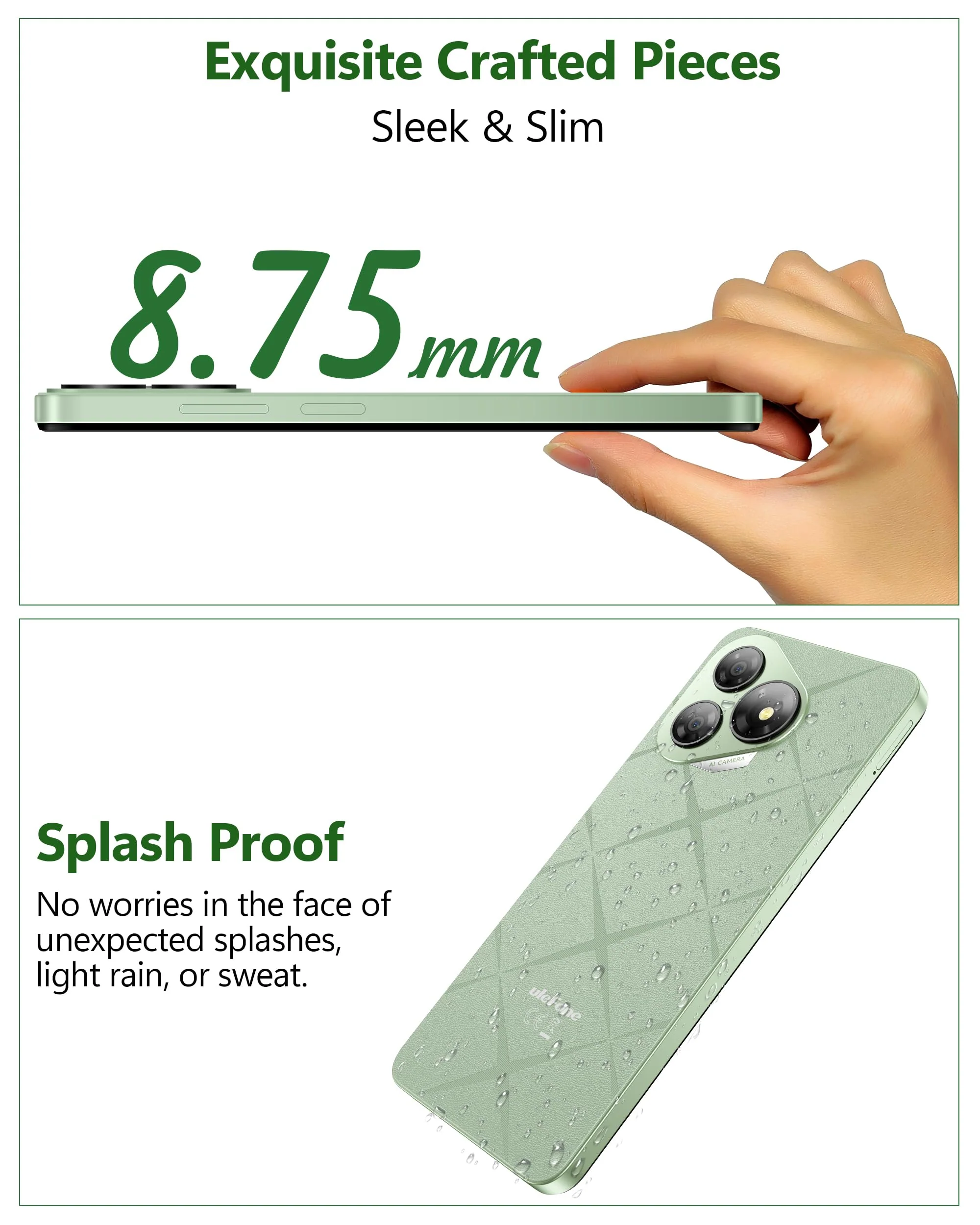 Ulefone Note 19 Handy Ohne Vertrag, 6GB + 32GB /512GB TF Handy Günstig, 6.56 Zoll HD+ Display Android 14 Smartphone, 5000mAh Batterie 8MP Kamera Simlockfreie Handys, 4G Dual SIM/Face ID/GPS-Schwarz - Image 7