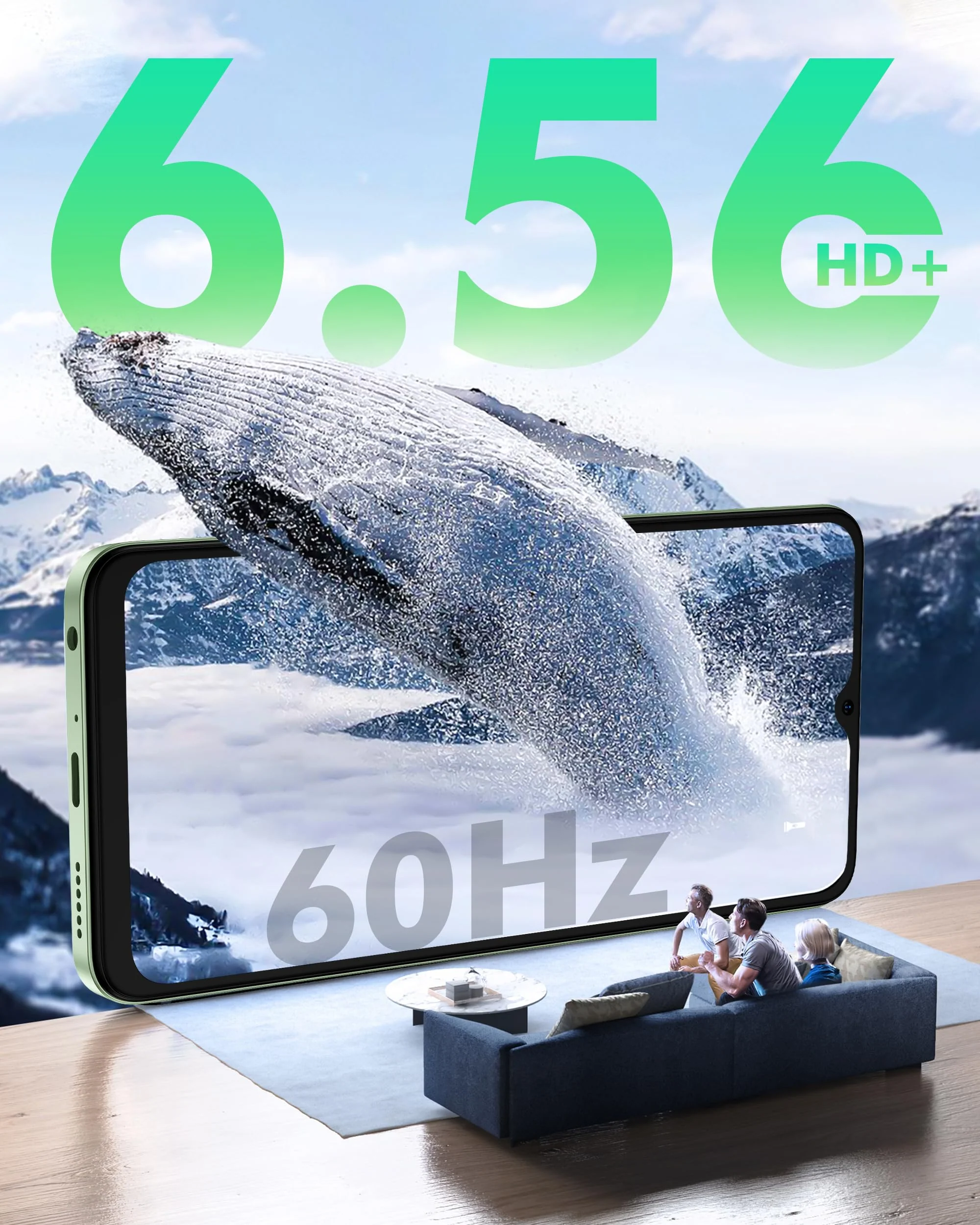 Ulefone Note 19 Smartphone Ohne Vertrag, 6GB + 64GB /512GB TF Handy Günstig, 6.56 Zoll HD+ Android 14 Smartphone, 5000mAh Batterie 8MP Kamera Simlockfreie Handy, 4G Dual SIM/Face ID/GPS-Grün - Image 3