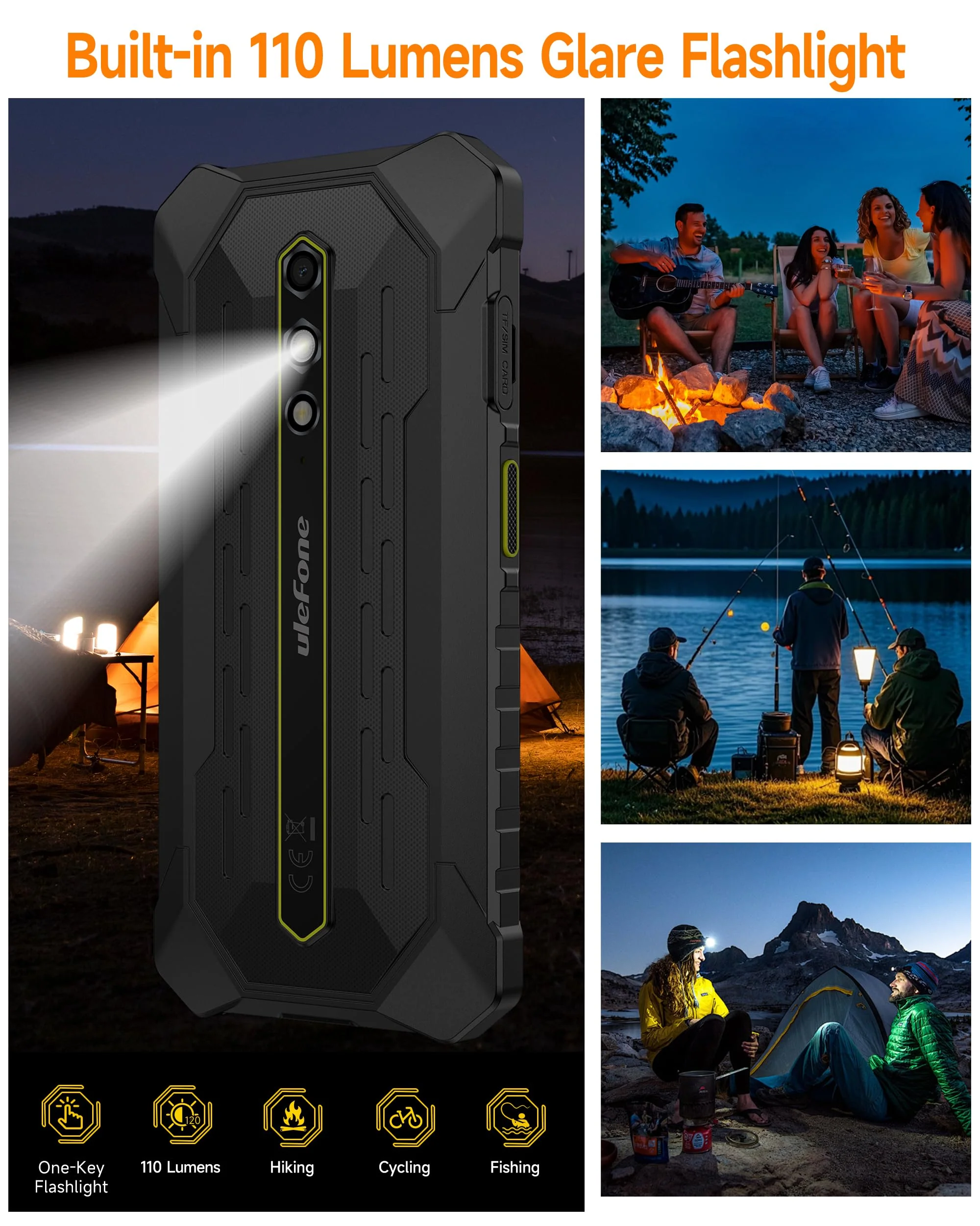 Ulefone Rugking 2 Pro Android 15 Outdoor Smartphone, Octa-Core Outdoor Handy Ohne Vertrag 8GB+128GB/2TB, 5.45" 90Hz Baustellenhandy, 4550mAh/NFC/GPS/DREI Kartenfächer/Taschenlampe/IP69K Wasserdicht - Image 2